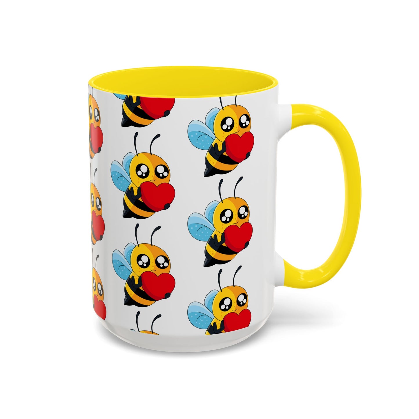 Cute Bee Love Accent Coffee Mug,  Cute Floral Mug, Cheerful Bee Design