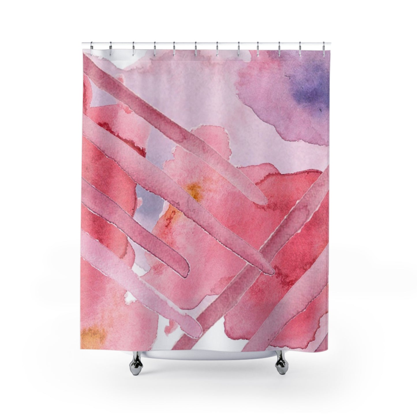 Pink Watercolor Abstract Shower Curtain — Soft Pastel Bathroom Decor