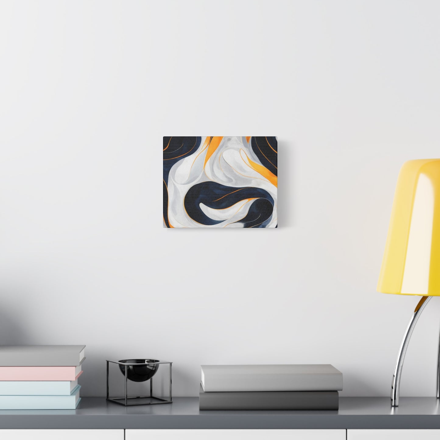 Abstract Navy & Gold Swirl Matte Canvas Wall Art