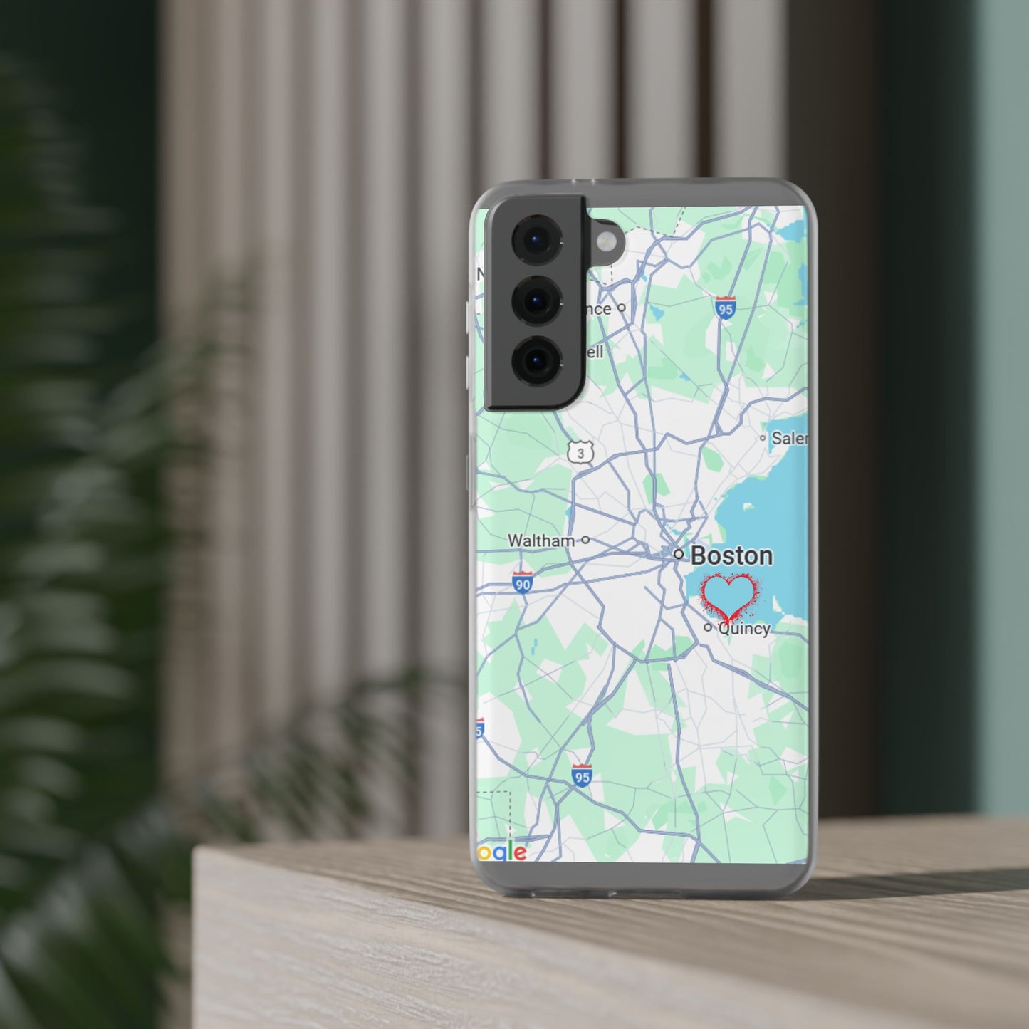 Boston Map Flexi Case for iPhone, Custom Location Phone Case, Unique Gift, Boston Heart Design, Travel Lover Accessory