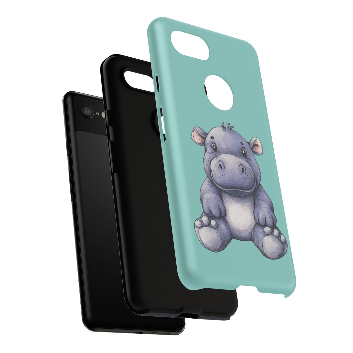 Cute Hippo Phone Case, Tough Phone Cover, Fun Animal Case, Gift for Kids, Cute Decor, Birthday Present