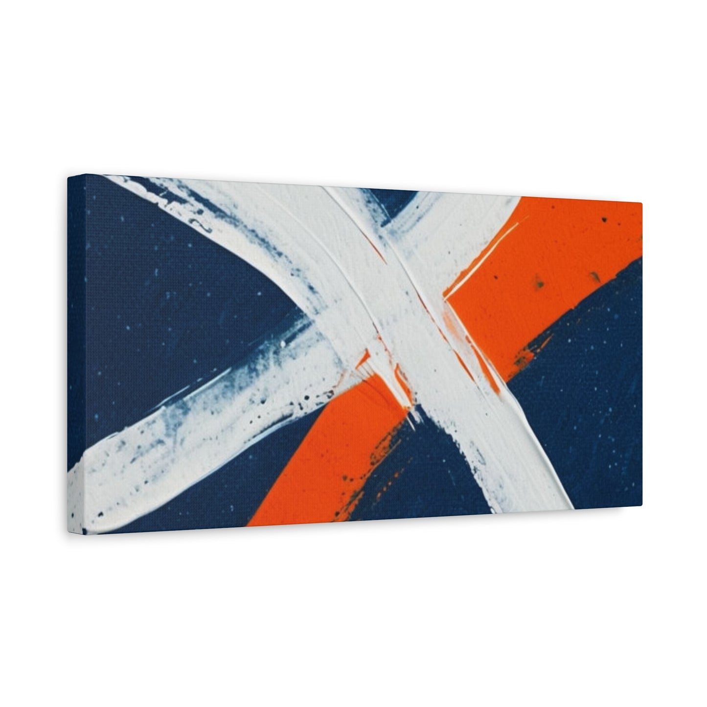 Abstract Navy & Orange Brushstroke Canvas
