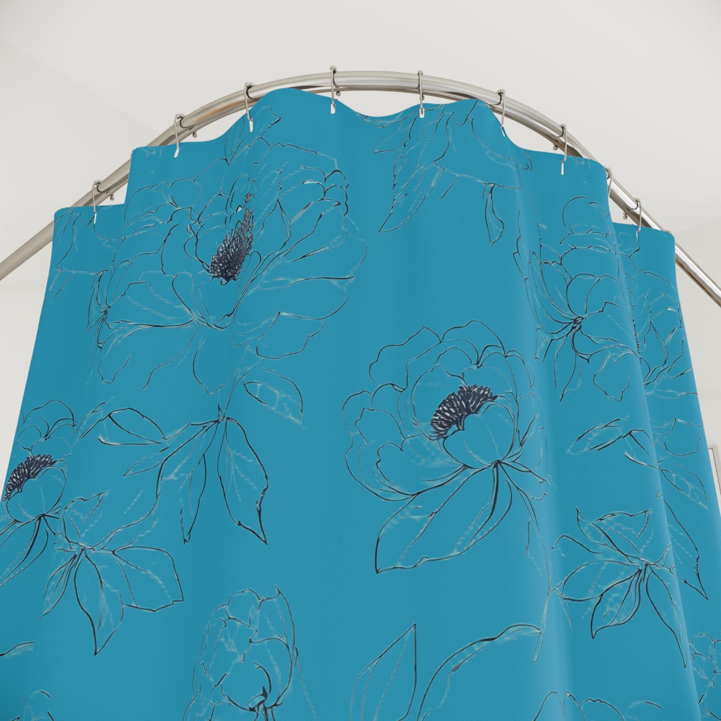 Floral Elegance Shower Curtain - Vibrant Blue Peony Design