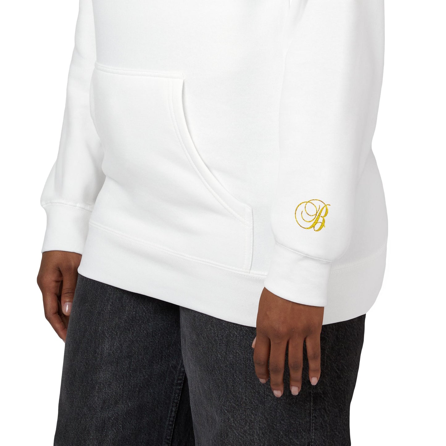 Coral Gold Floral Initial Hoodie — Monogram 'B' Casual Pullover