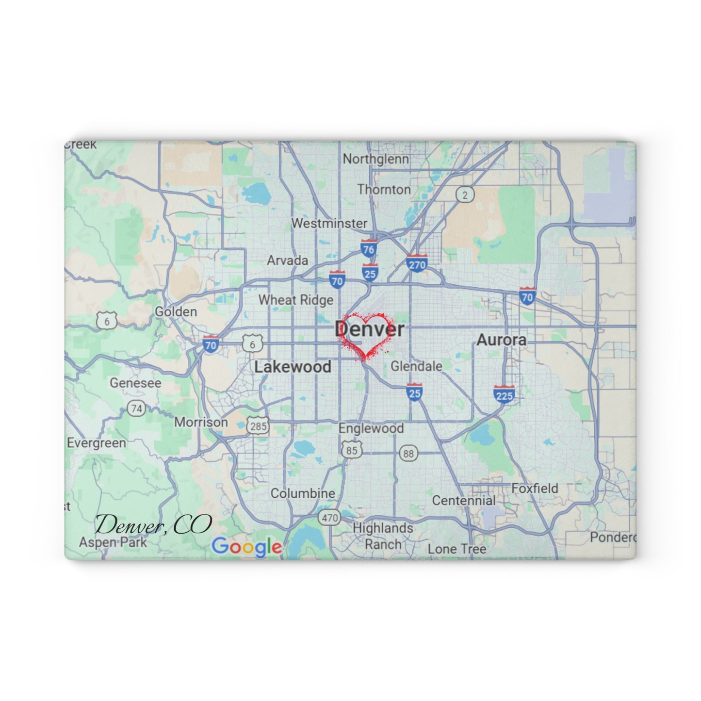 Personalized Denver Map Glass Cutting Board, Kitchen Decor, Housewarming Gift, Wedding Gift, Unique Gift for Chefs, Culinary Lover