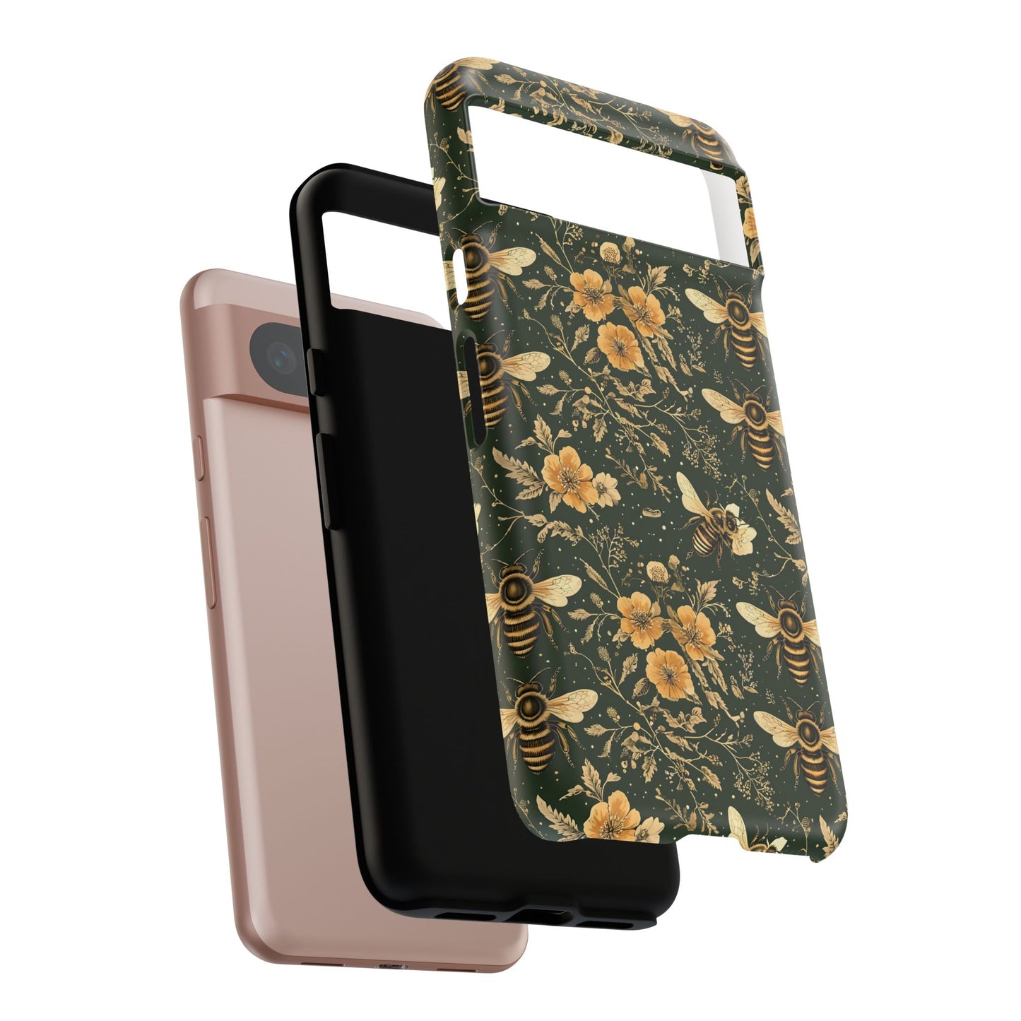 Nature-Inspired Phone Case, Tough Cases for Nature Lovers, Floral Bee Design, Eco-Friendly Gift, Summer Vibes, Trendy Phone Accessory,