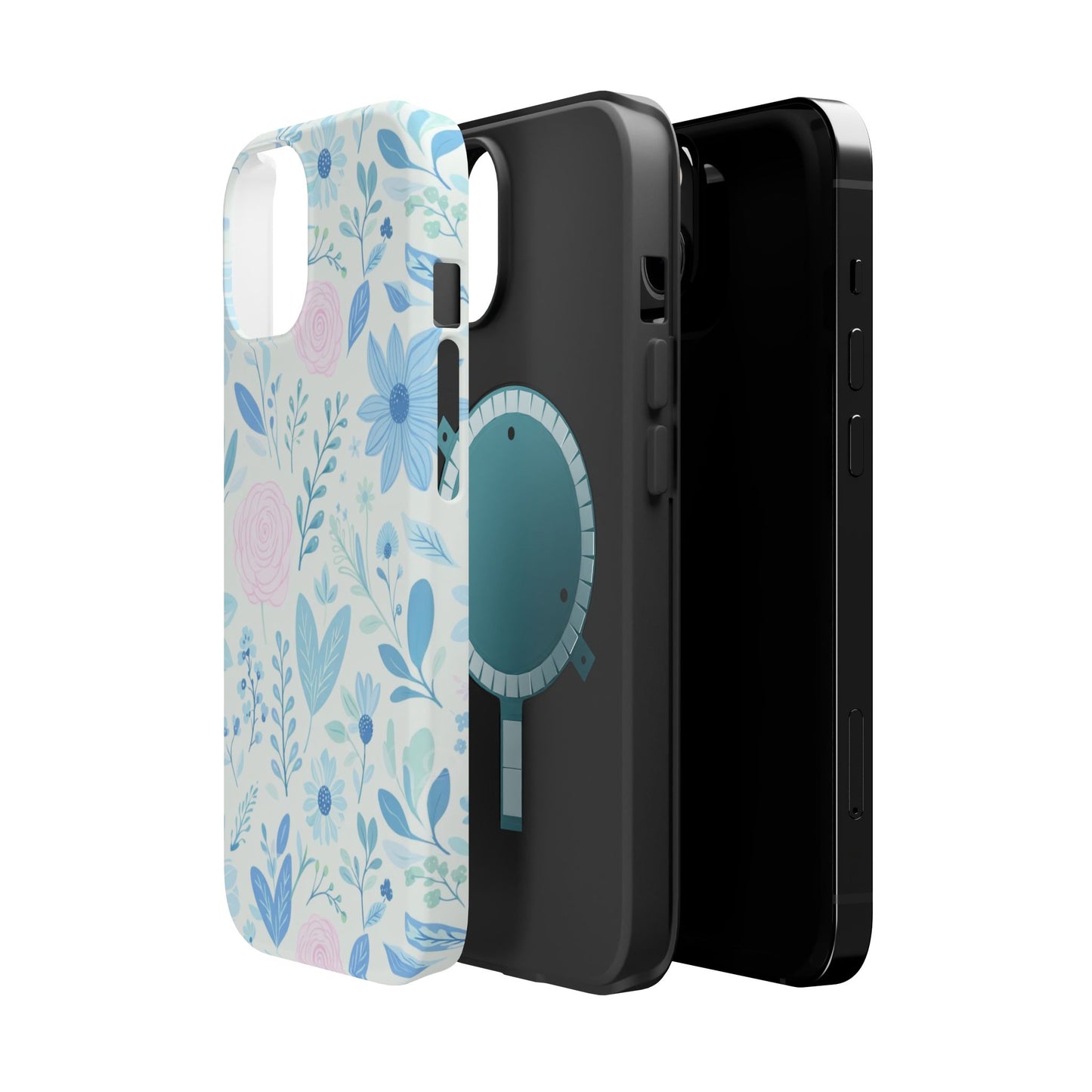 Floral Pastel Magnetic Impact Phone Case — Blue & Pink Botanical Design