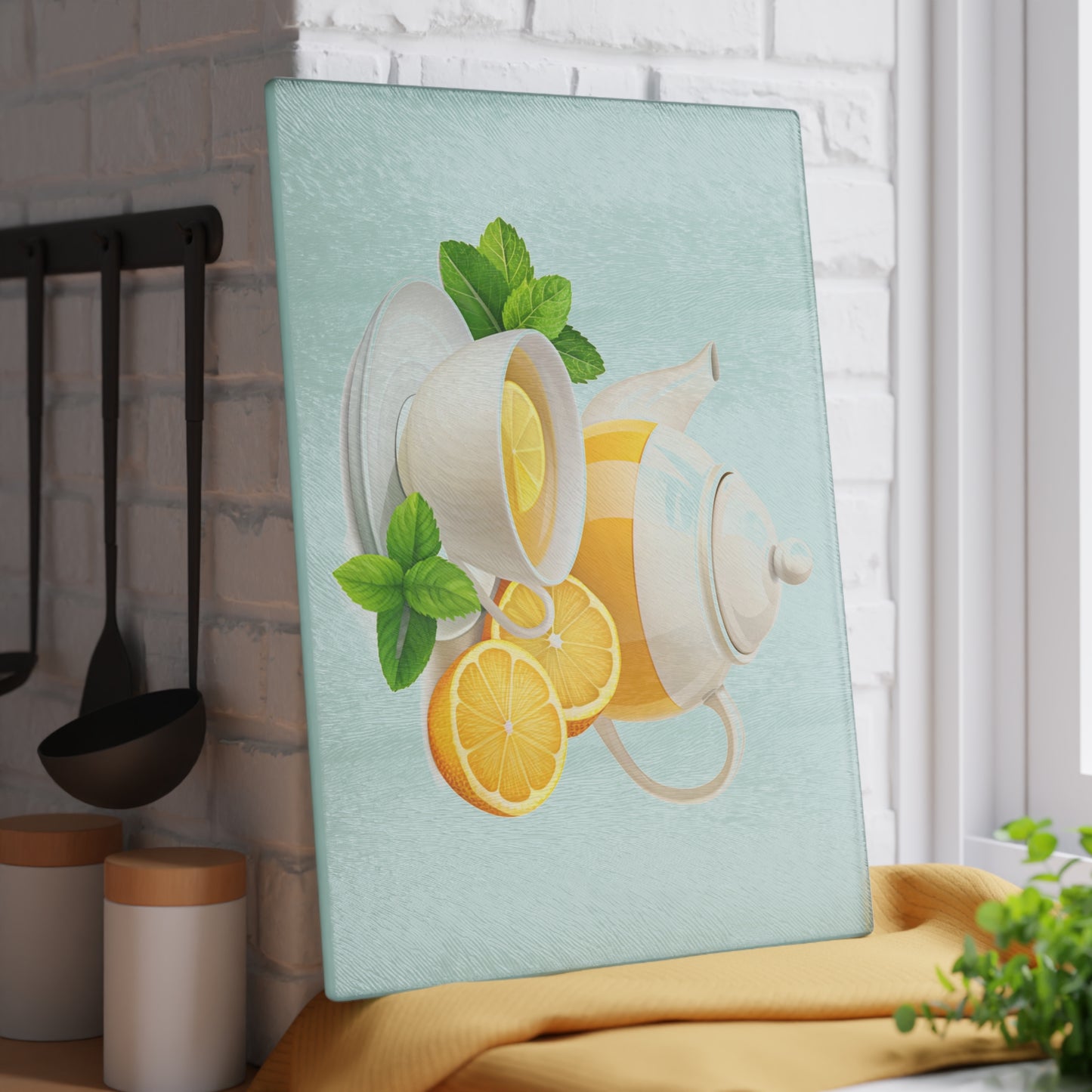 Bright Citrus Glass Cutting Board - Kitchen Decor, Hostess Gift, Home Chef Essential, Tea Lover Accessory, Gift for Mom