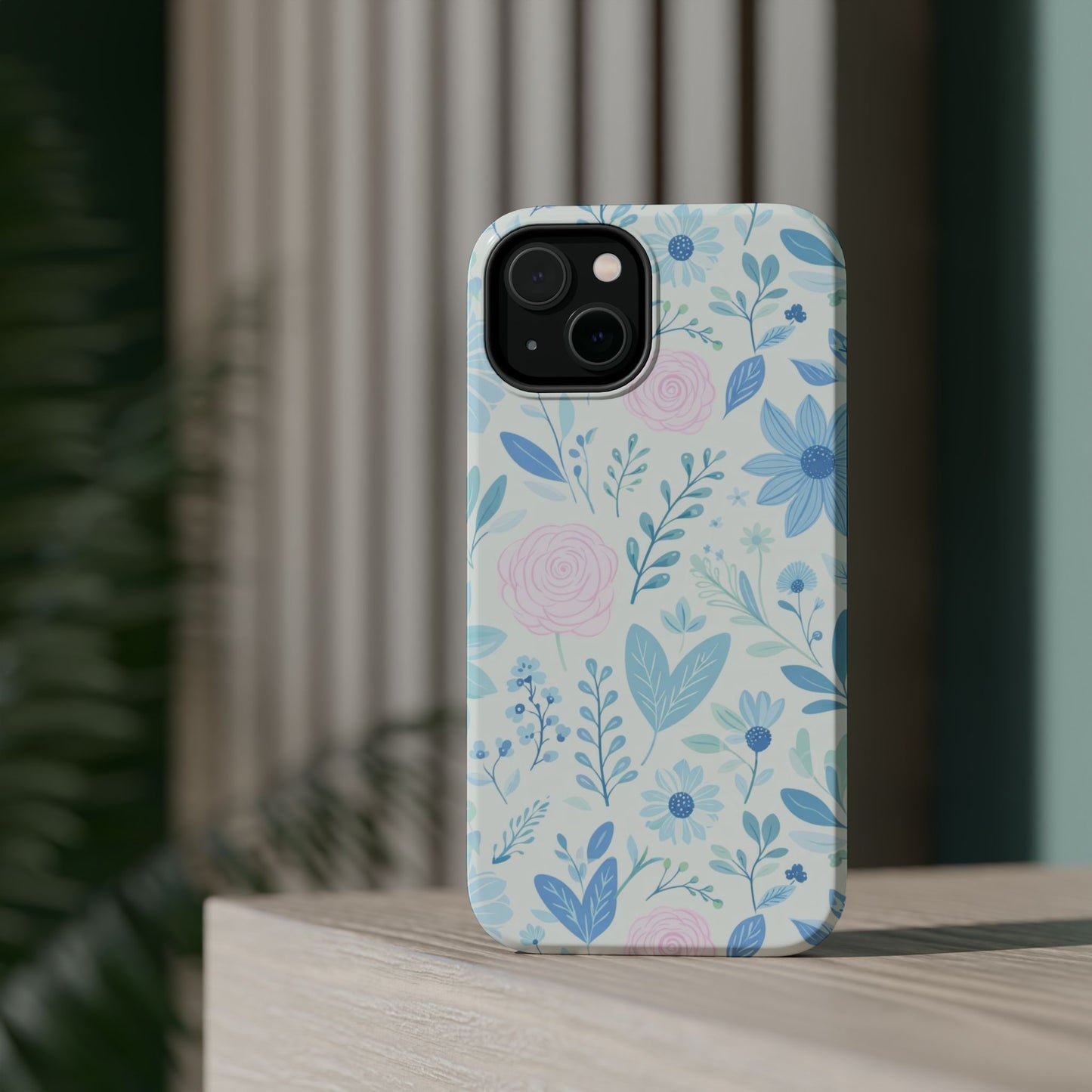 Floral Pastel Magnetic Impact Phone Case — Blue & Pink Botanical Design