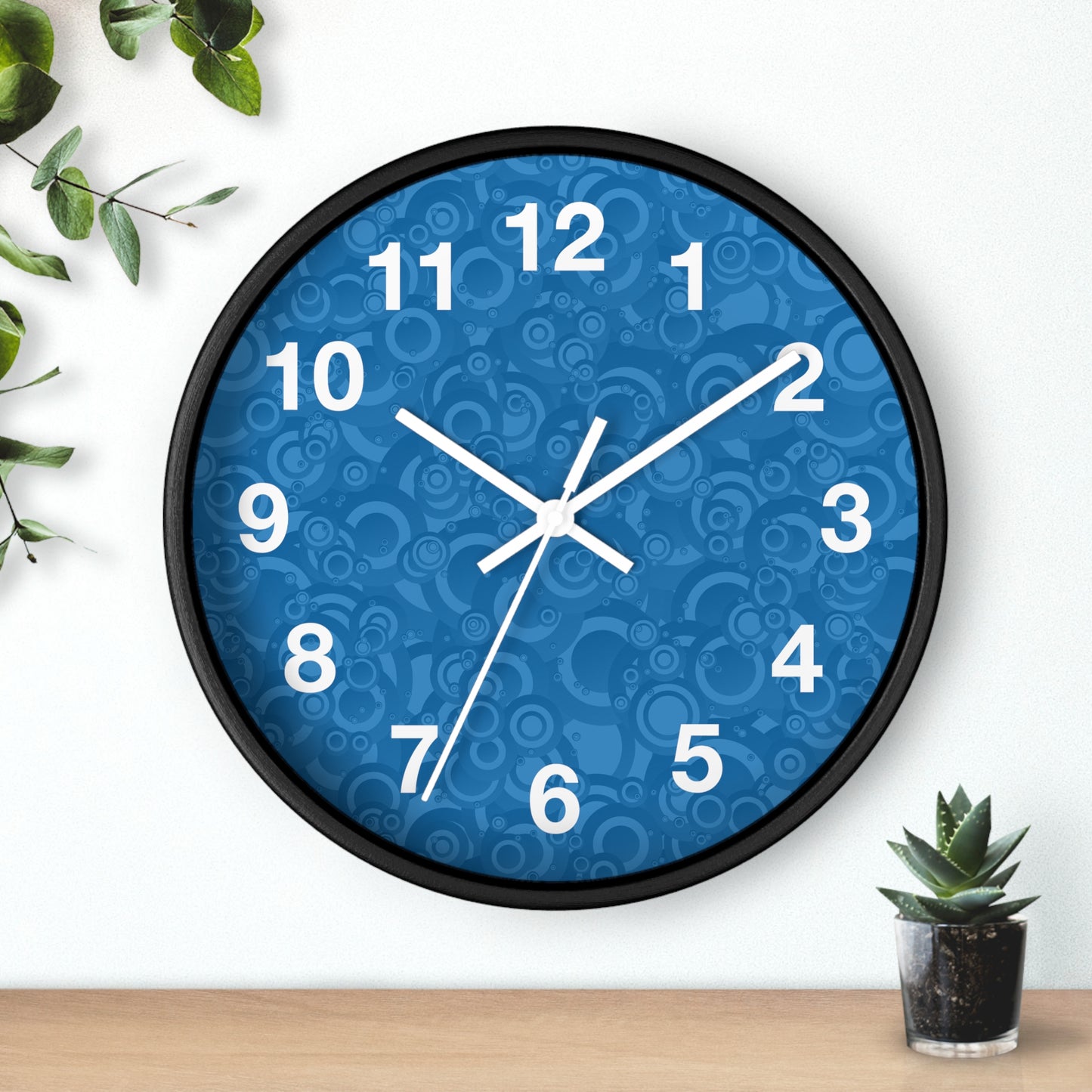 Modern Abstract Wall Clock, Home Decor, Unique Gift, Blue Pattern Clock, Wall Art for Living Room, Office Decor