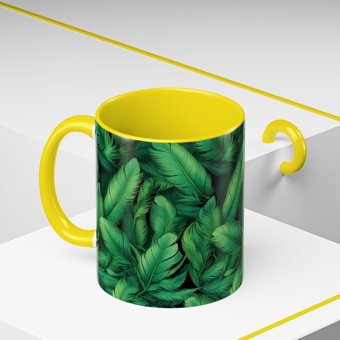 Tropical Leaf Coffee Mug - Green Botanical Drinkware, Ideal Gift for Nature Lovers, Home Decor, Tropical Theme, Eco-Friendly Beverage