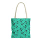 Turquoise Floral Swirl Tote Bag – All-Over Print Stylish Shopping Bag