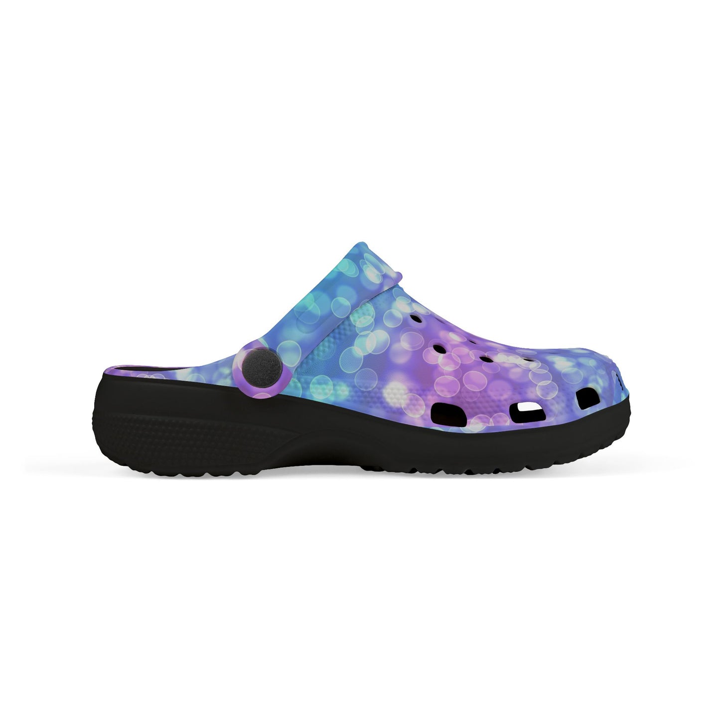 Kids Purple Blue Bokeh Foam Clogs — Comfort EVA Slip-Ons