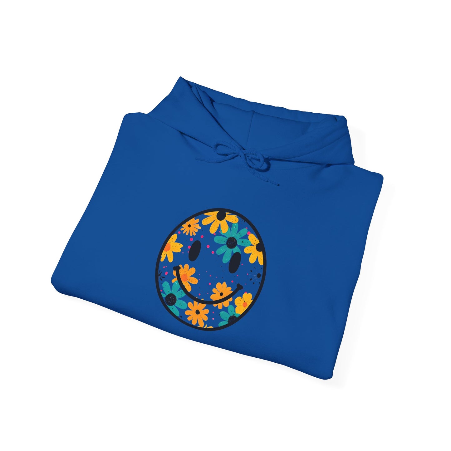 Floral Smiley Hoodie — Retro Daisy Smile Graphic Hoodie