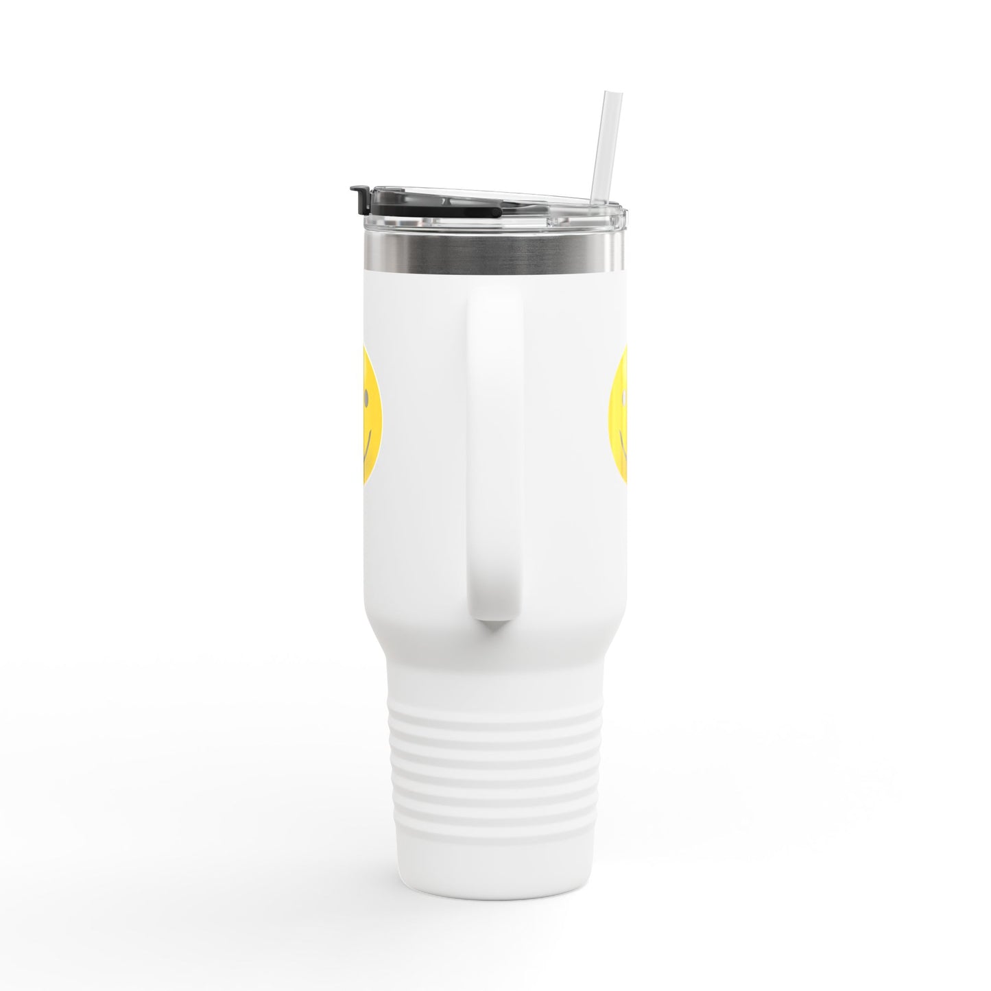 Smiley Face Insulated Travel Mug | 40oz Large Cup for Hot/Cold Beverages | Perfect for Travel & Gifting