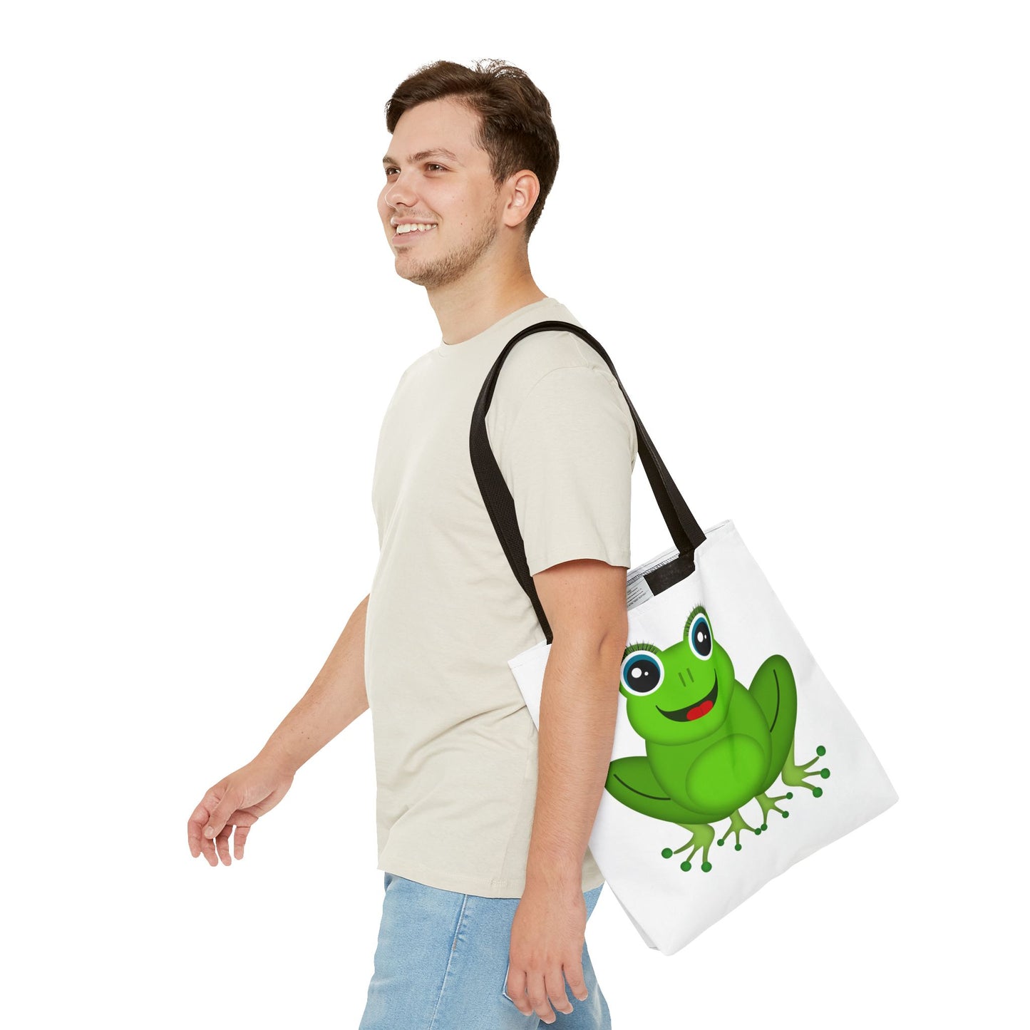 Cute Frog Tote Bag, Eco-Friendly Shopping Bag, Fun Gift for Kids, Frog Lovers, Bag for Nature Outings, Unique Frog Design
