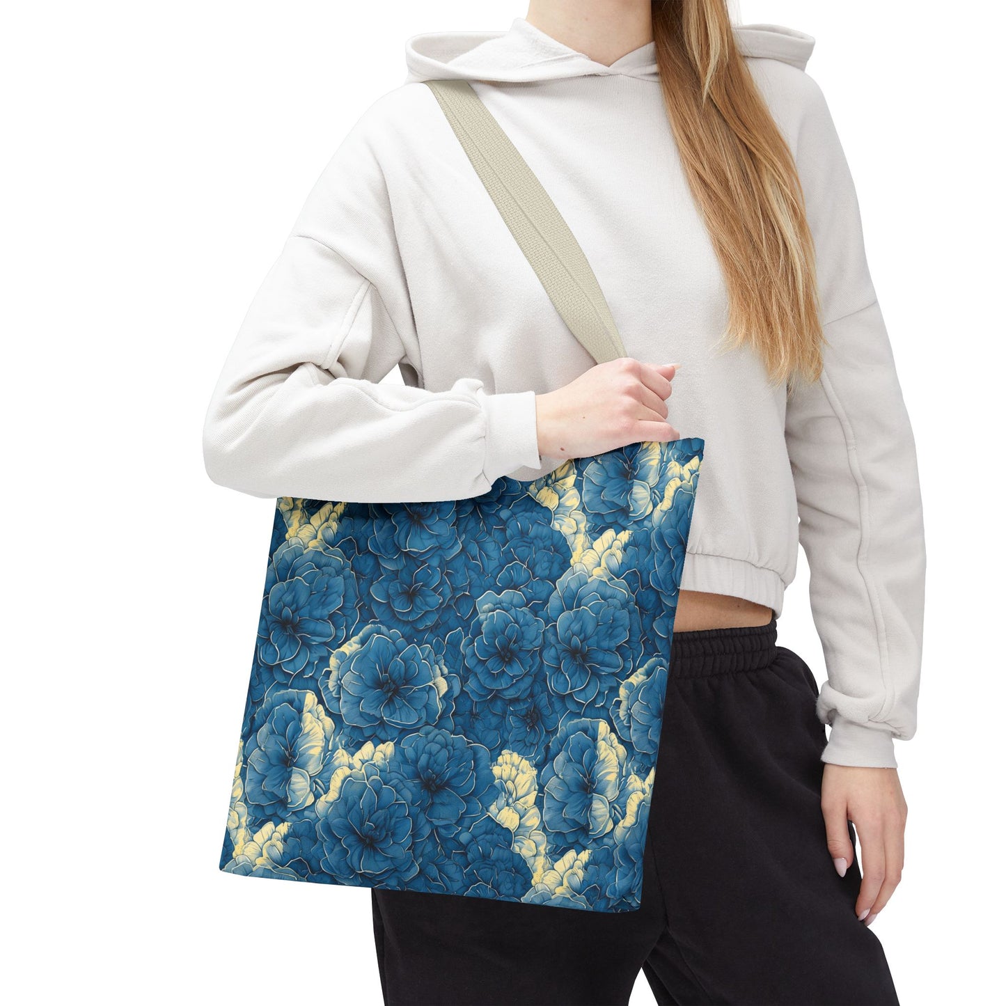 Floral Blue Peony Tote