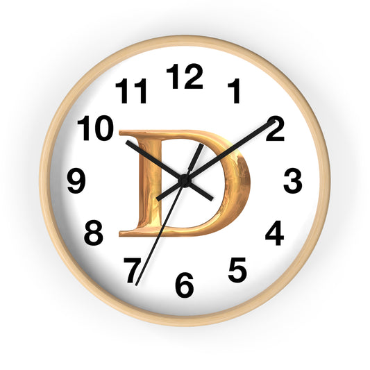 Elegant Initial D Wall Clock, Personalized Home Decor, Modern Timepiece, Gift for Her, Study Room Wall Art, Unique Design