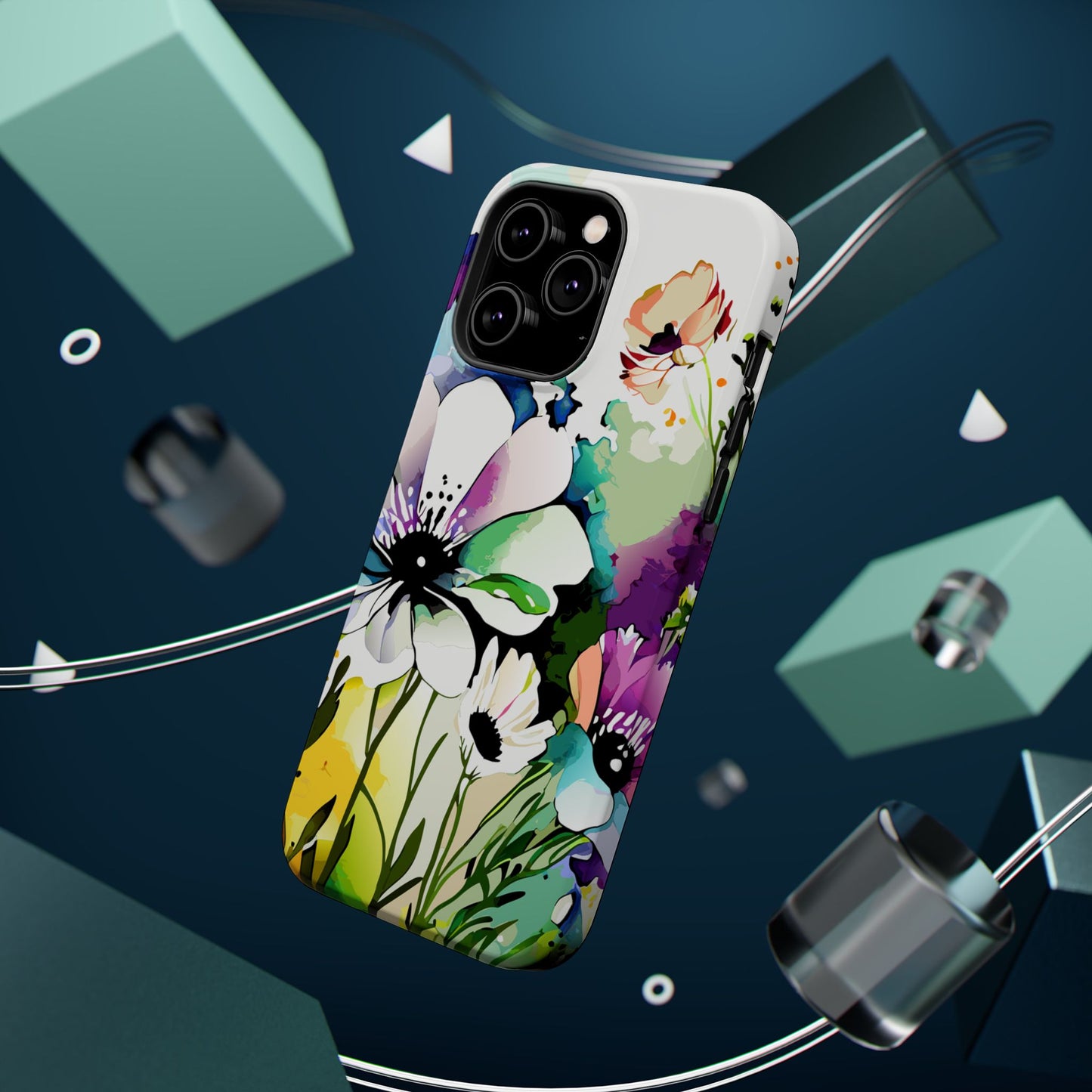 Floral Watercolor Magnetic Phone Case — Impact‑Resistant Protective Cover