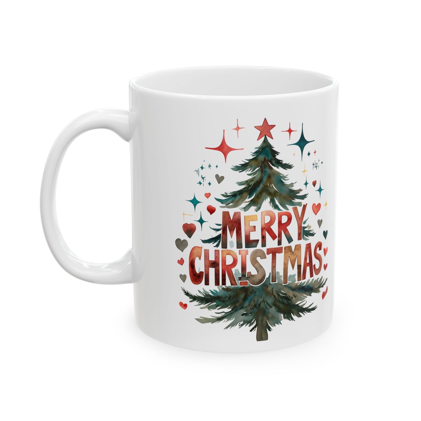 Festive Christmas Mug, Holiday Gift, Hot Cocoa Cup, Merry Christmas Beverage Container, Winter Decor, Family Gatherings