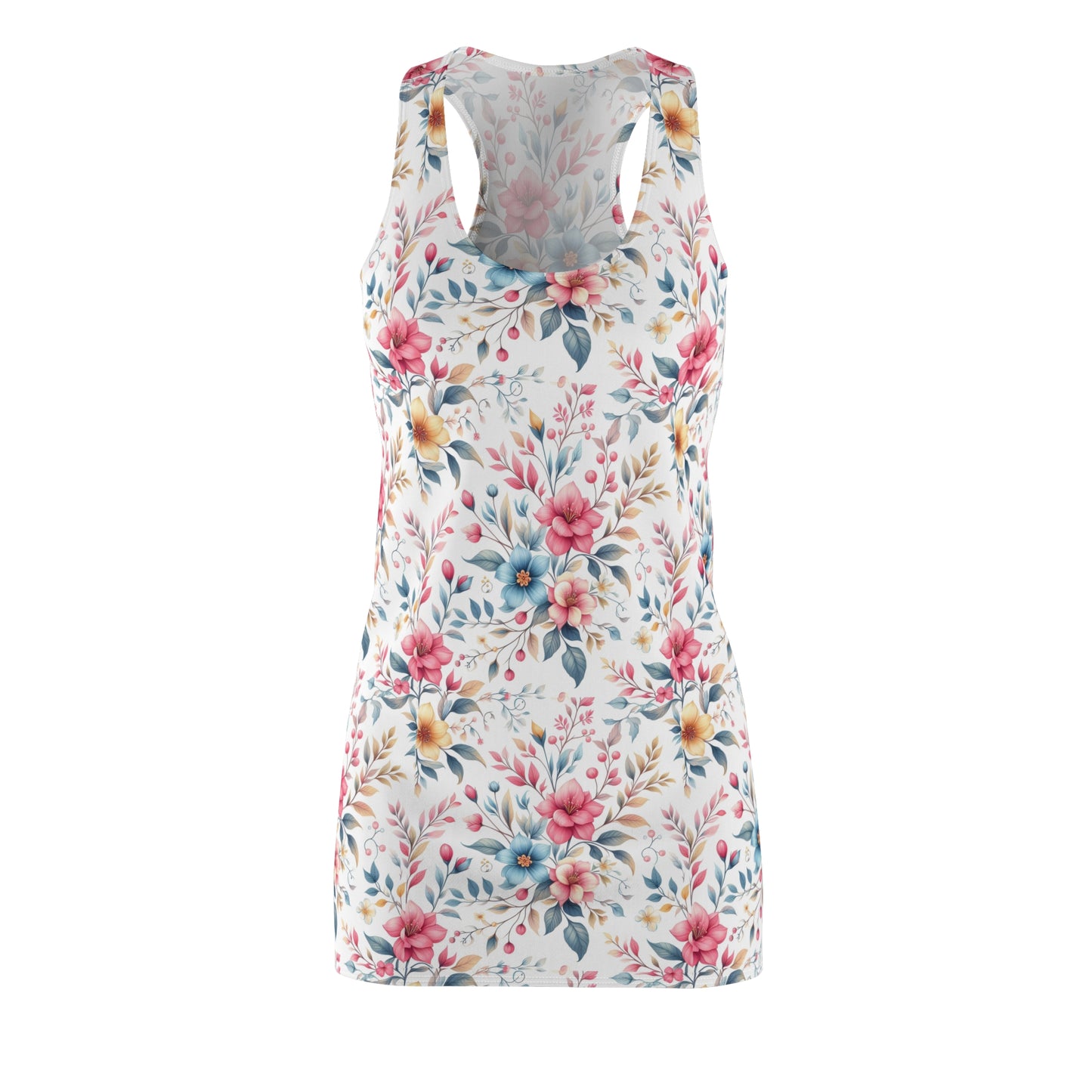 Floral Summer Racerback Dress, Feminine Floral Dress, Casual Outfit, Beach Wear, Spring Fashion, Garden Party Dress