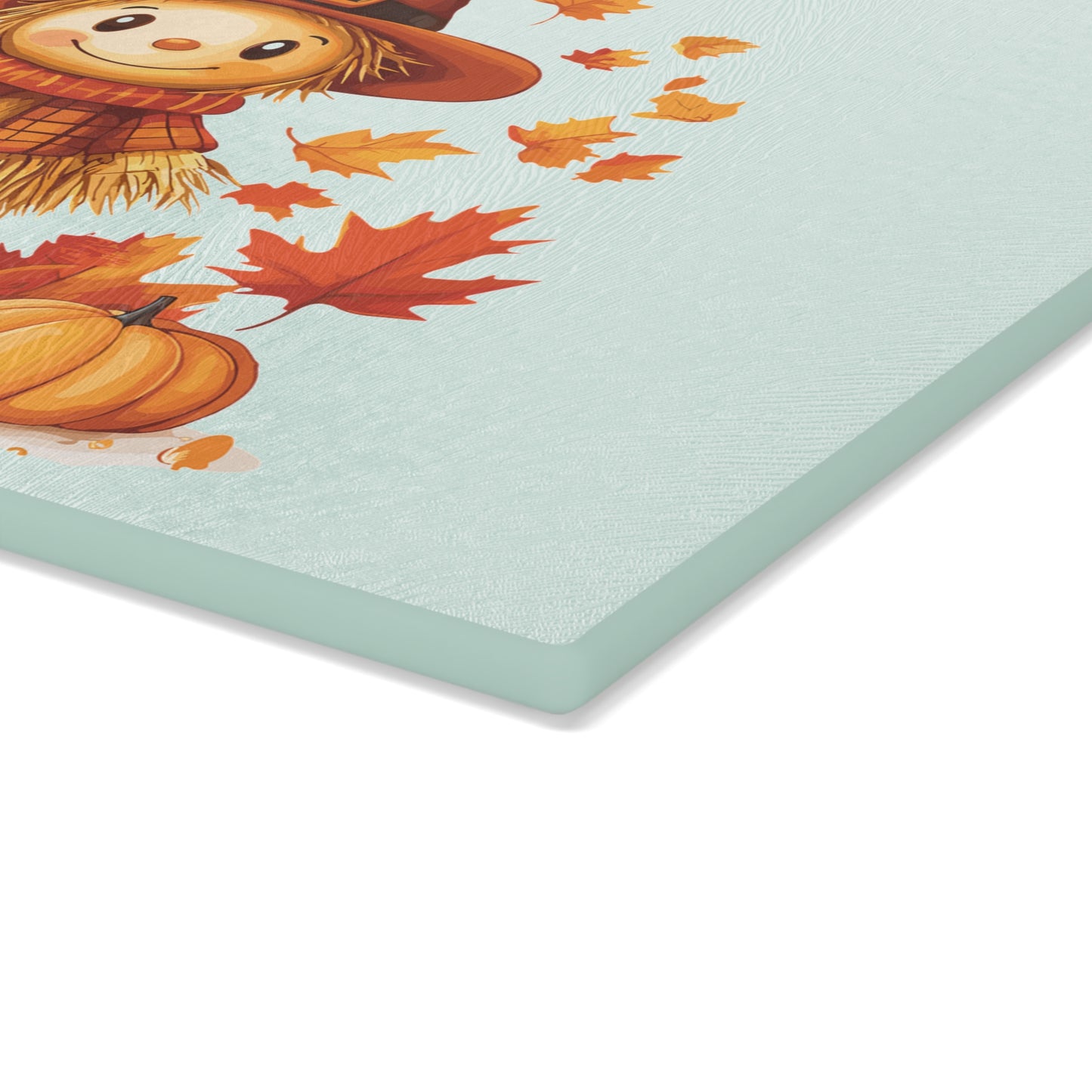 Autumn Scarecrow Glass Cutting Board, Fall Kitchen Decor, Thanksgiving Gift, Food Prep Surface, Harvest Homeware, Seasonal Cooking Tool