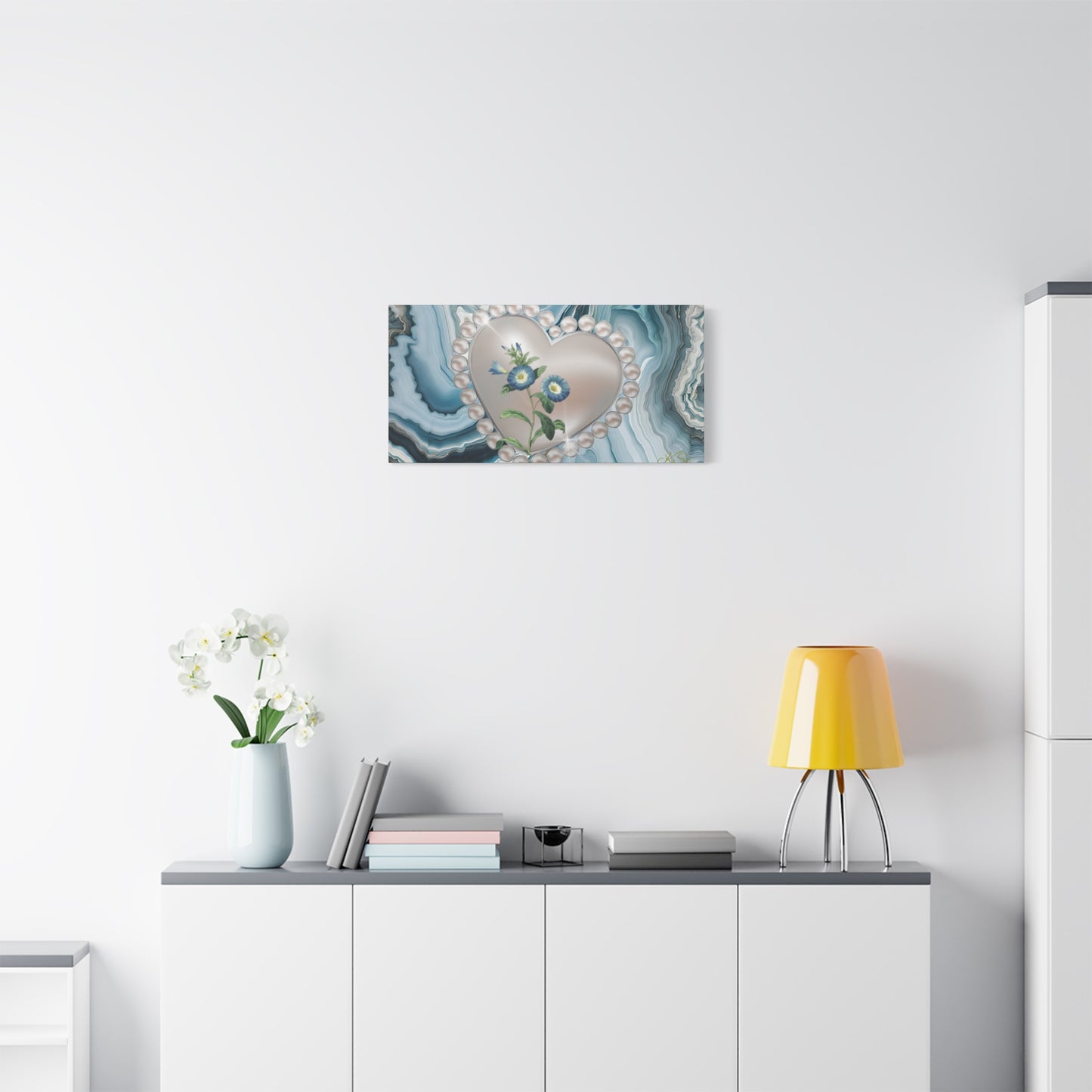 Elegant Floral Heart Canvas Wall Art, Modern Home Decor, Gift for Her