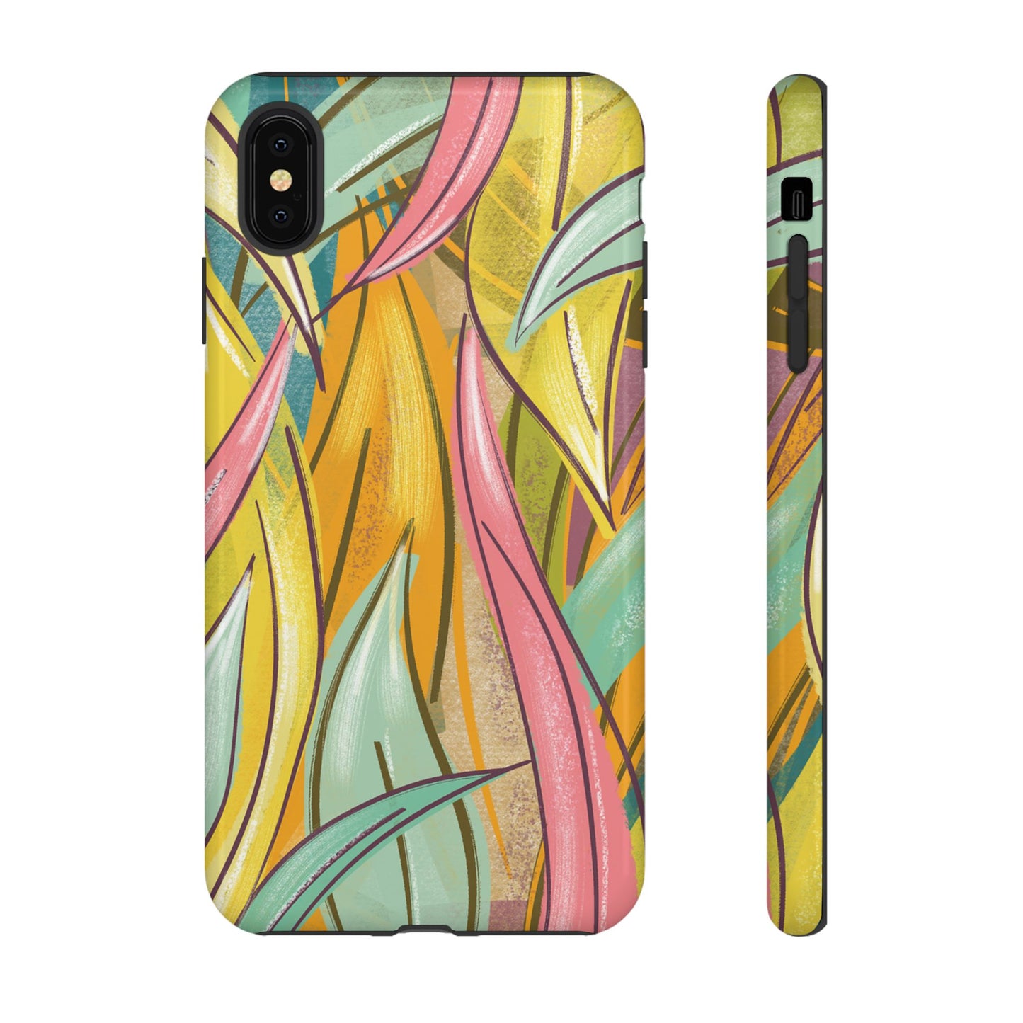 Vibrant Phone Case with Colorful Leaf Design, Tough Cases for Nature Lovers, Eco-Friendly Gift, Summer Vibes, Floral Phone Cover