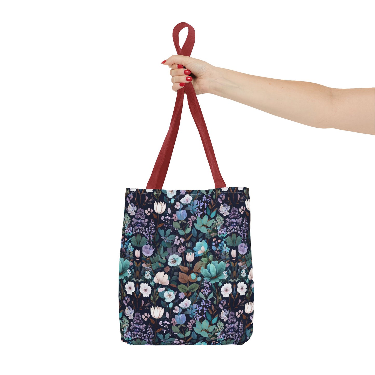Floral Nightfall Tote Bag — Dark Botanical All-Over Print