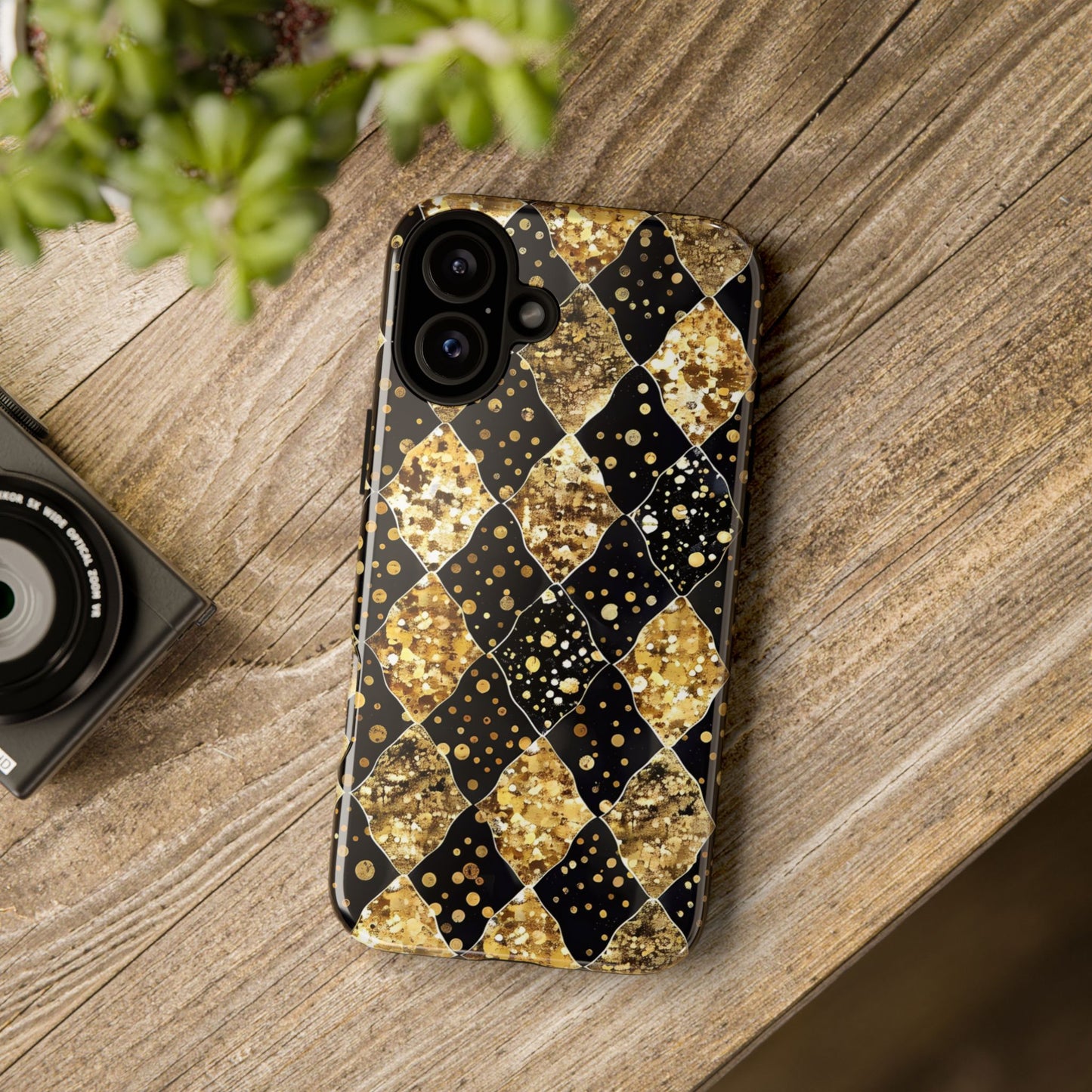 Elegant Gold & Black Phone Case for Tough Protection