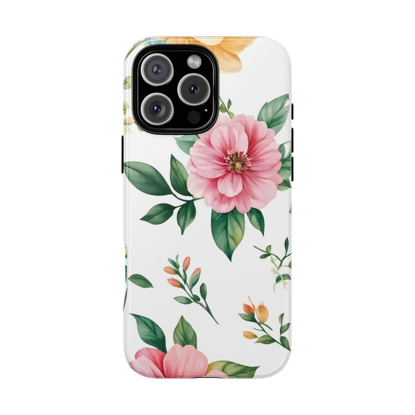 Floral Tough Phone Case — Pink Peony Protective Phone Cover