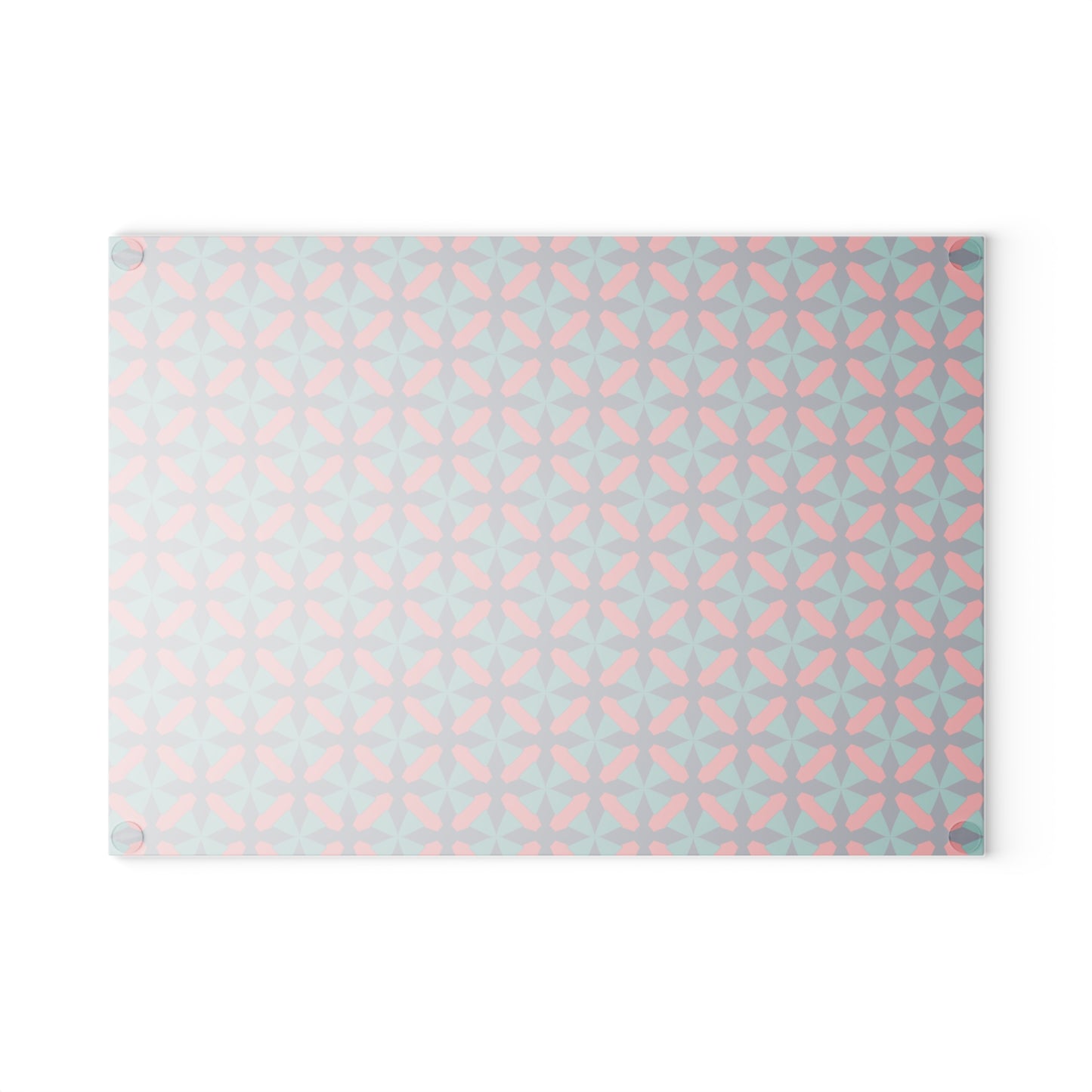 Geometric Star Tile Glass Cutting Board — Red & Teal Kitchen Decor