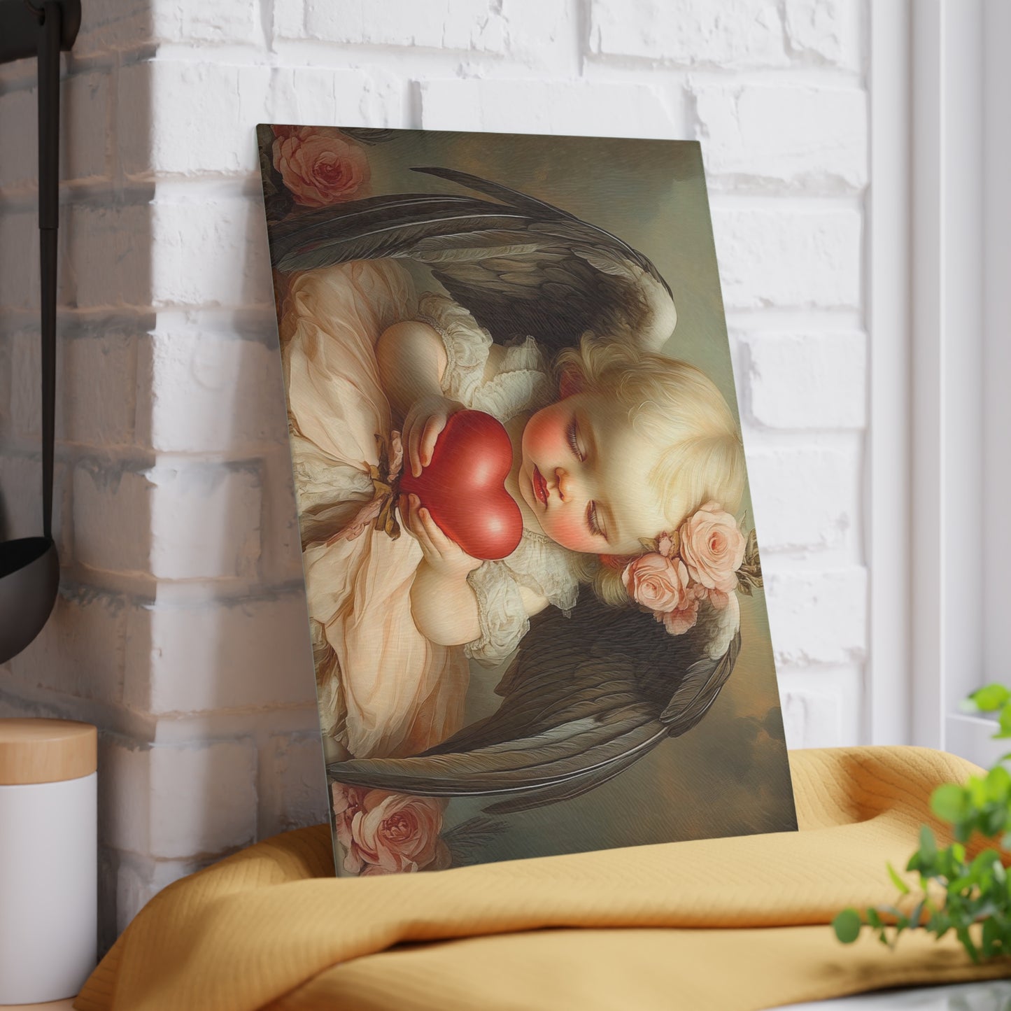 Angel Heart Glass Cutting Board, Angel Decor, Kitchen Gifts, Home Decor, Unique Wedding Gift, Valentine's Day Gift