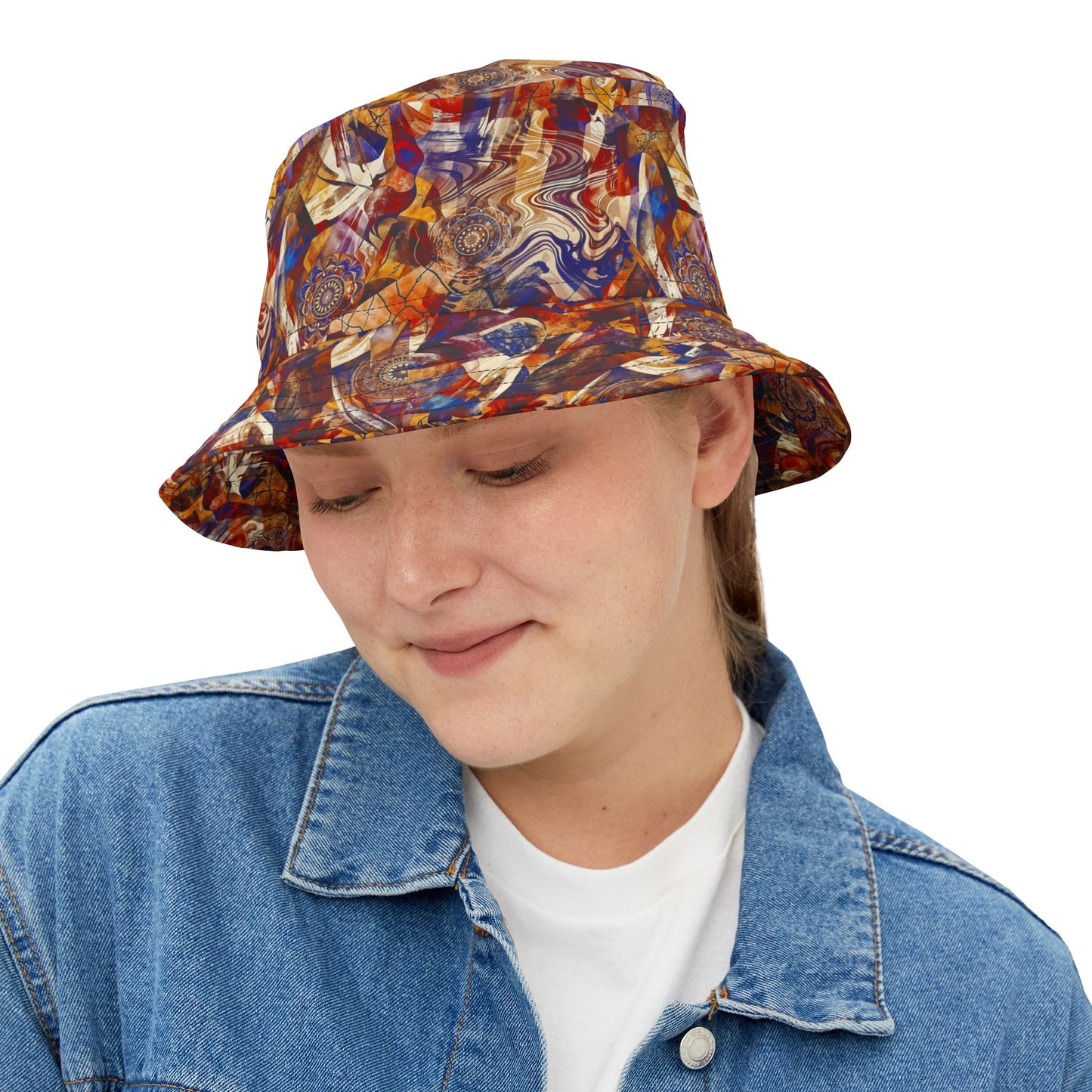 Abstract Swirl Bucket Hat — Colorful Psychedelic All-Over-Print
