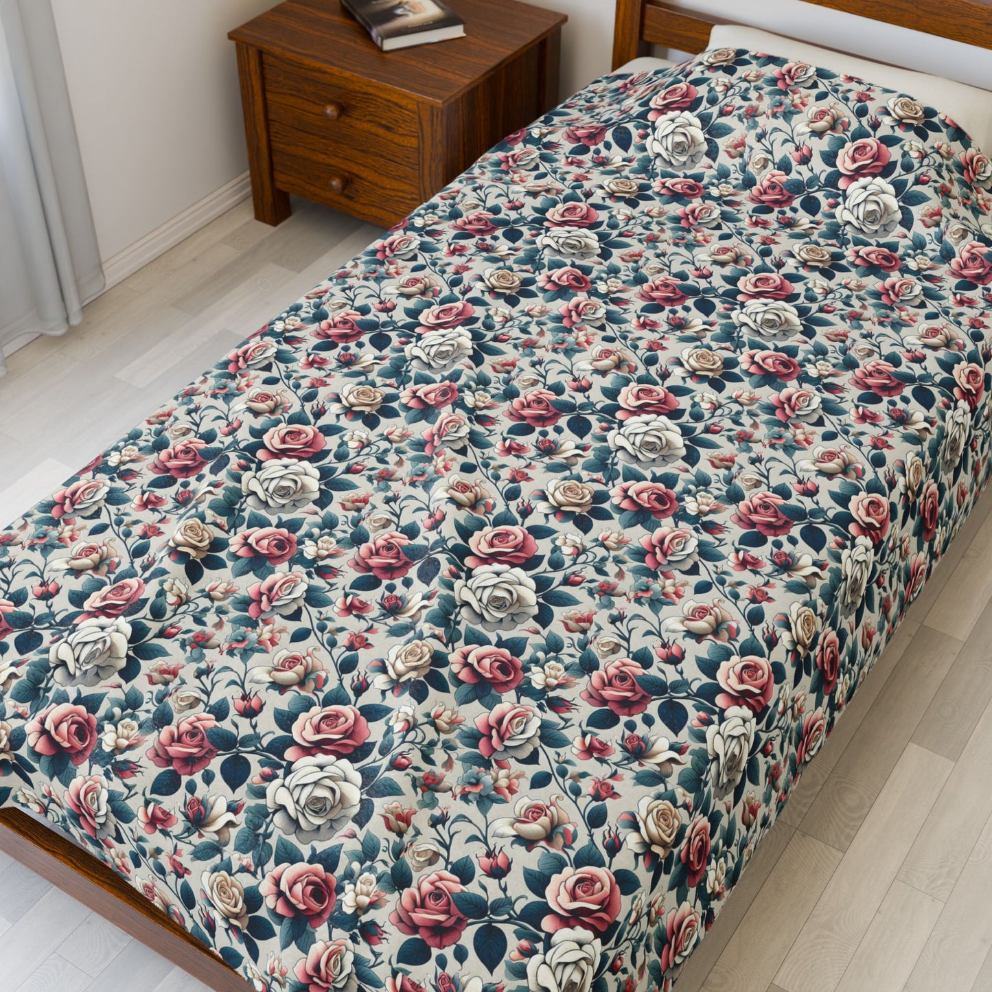 Cozy Floral Velveteen Blanket, Warm Throw for Home Decor, Perfect for Relaxation, Gift for Her, Spring Decor