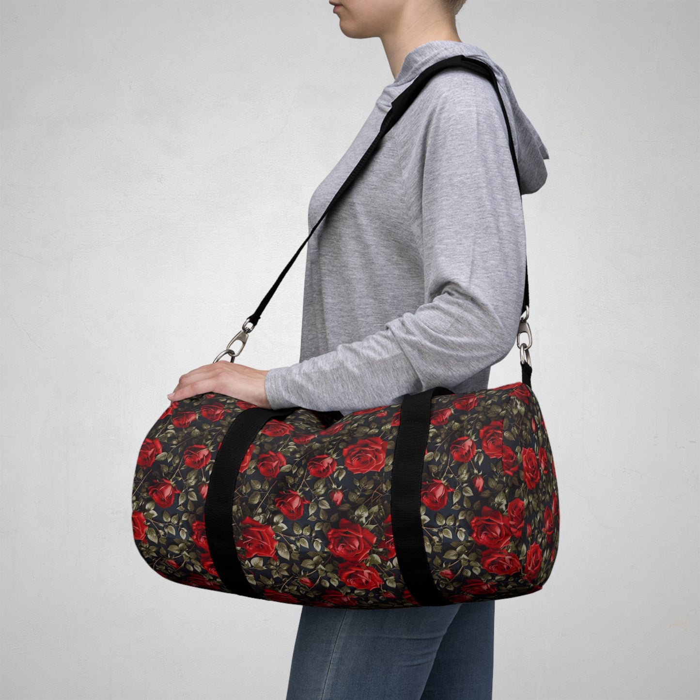 Romantic Floral Duffel Bag, Travel Bag, Gym Bag, Weekend Getaway Bag, Floral Print Luggage, Beautiful Rose Design