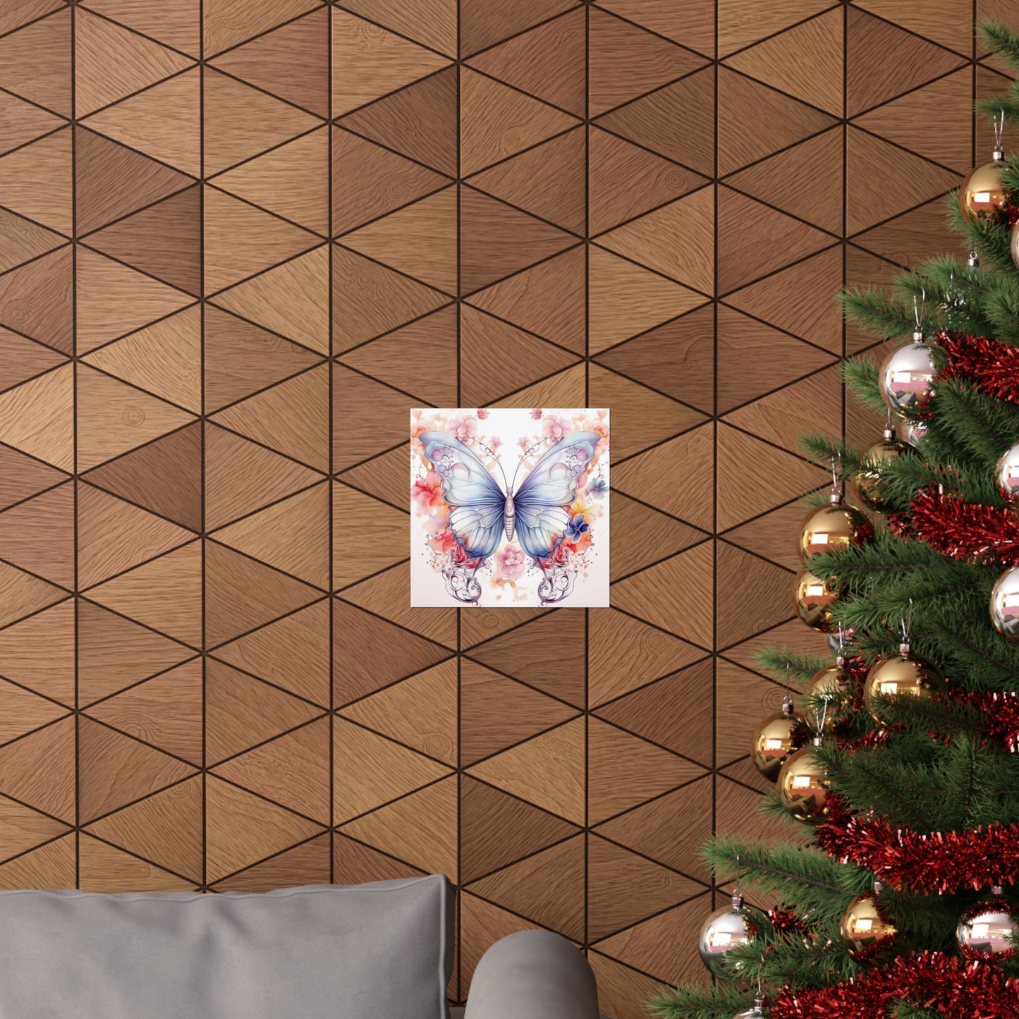 Butterfly Watercolor Wall Poster — Floral Pastel Matte Vertical Print