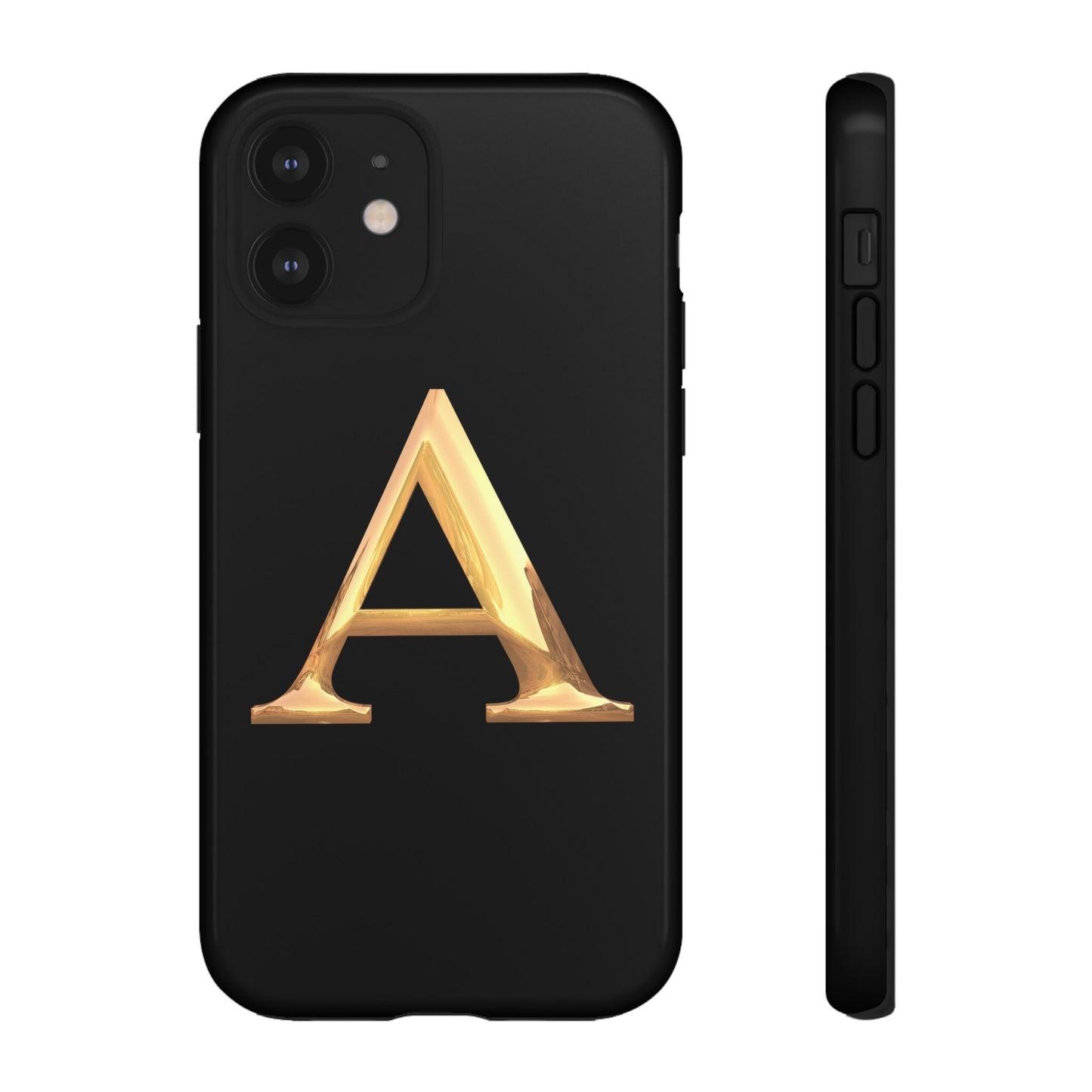 Custom Phone Case with Gold Letter A, Monogrammed Gift, Tough Protective Case, Personalized Phone Accessory, Unique Phone Cover