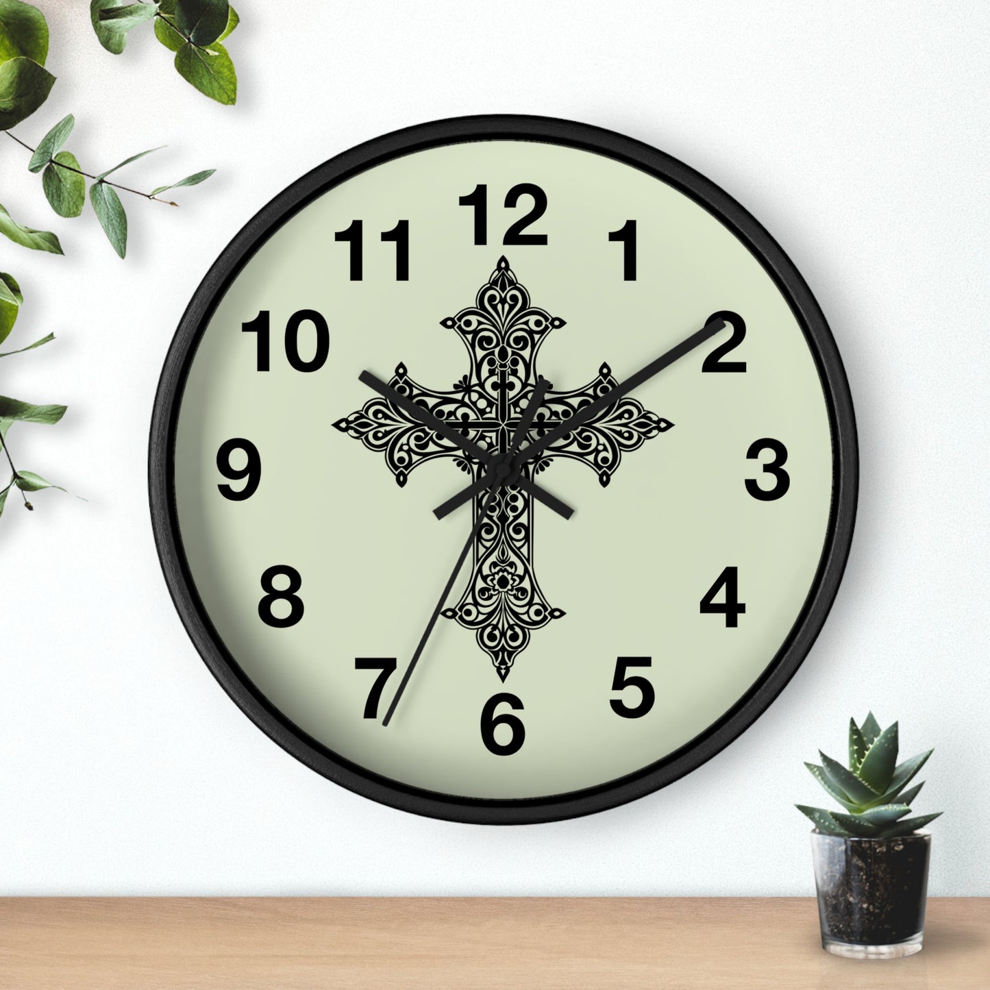 Elegant Cross Wall Clock | Faith-Inspired Home Decor, Unique Gift for Christians, Living Room Accent, Religious Wall Art