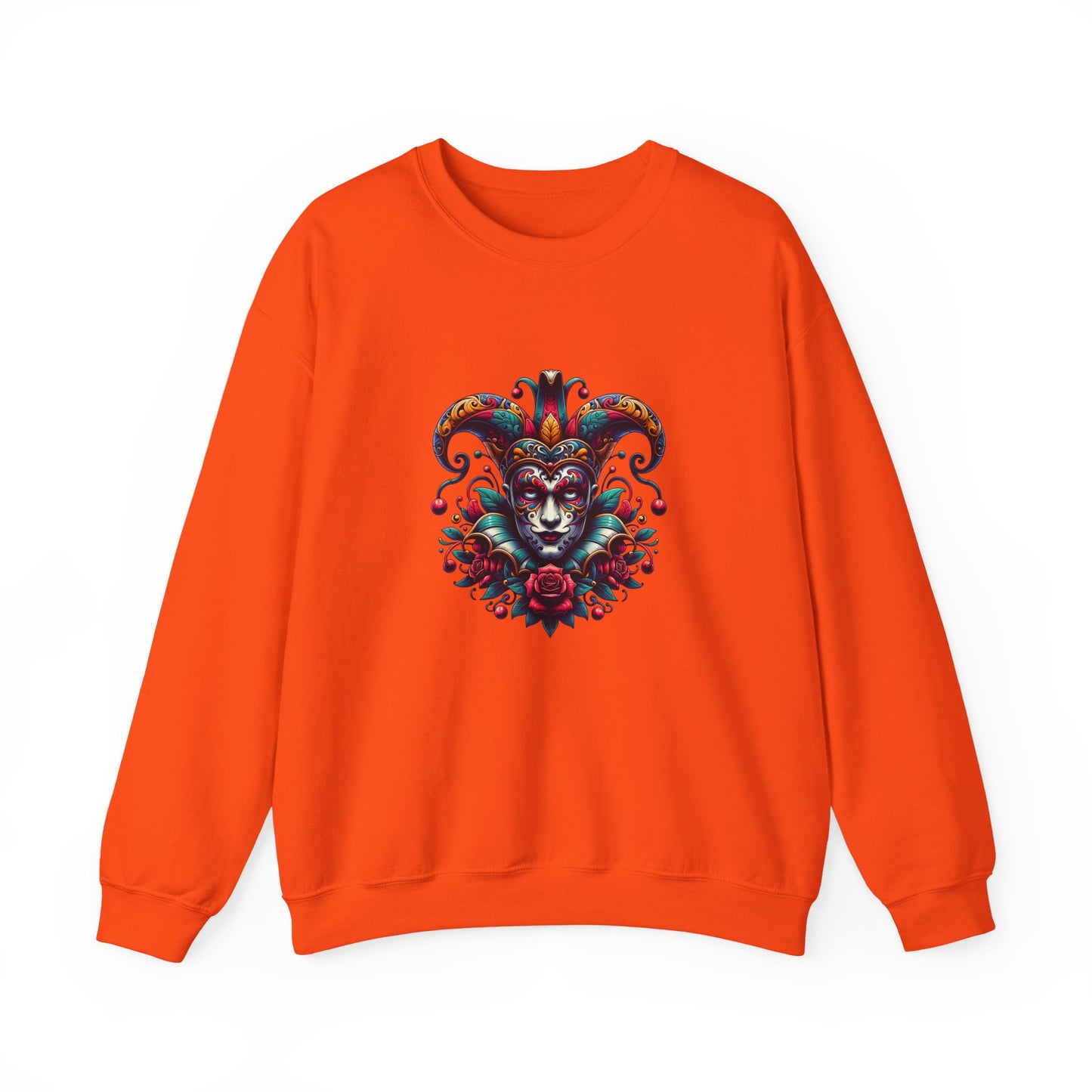 Colorful Jester Sweatshirt, Unisex Heavy Blend Crewneck, Unique Art Apparel, Trendy Fashion, Cozy Gift for Adults