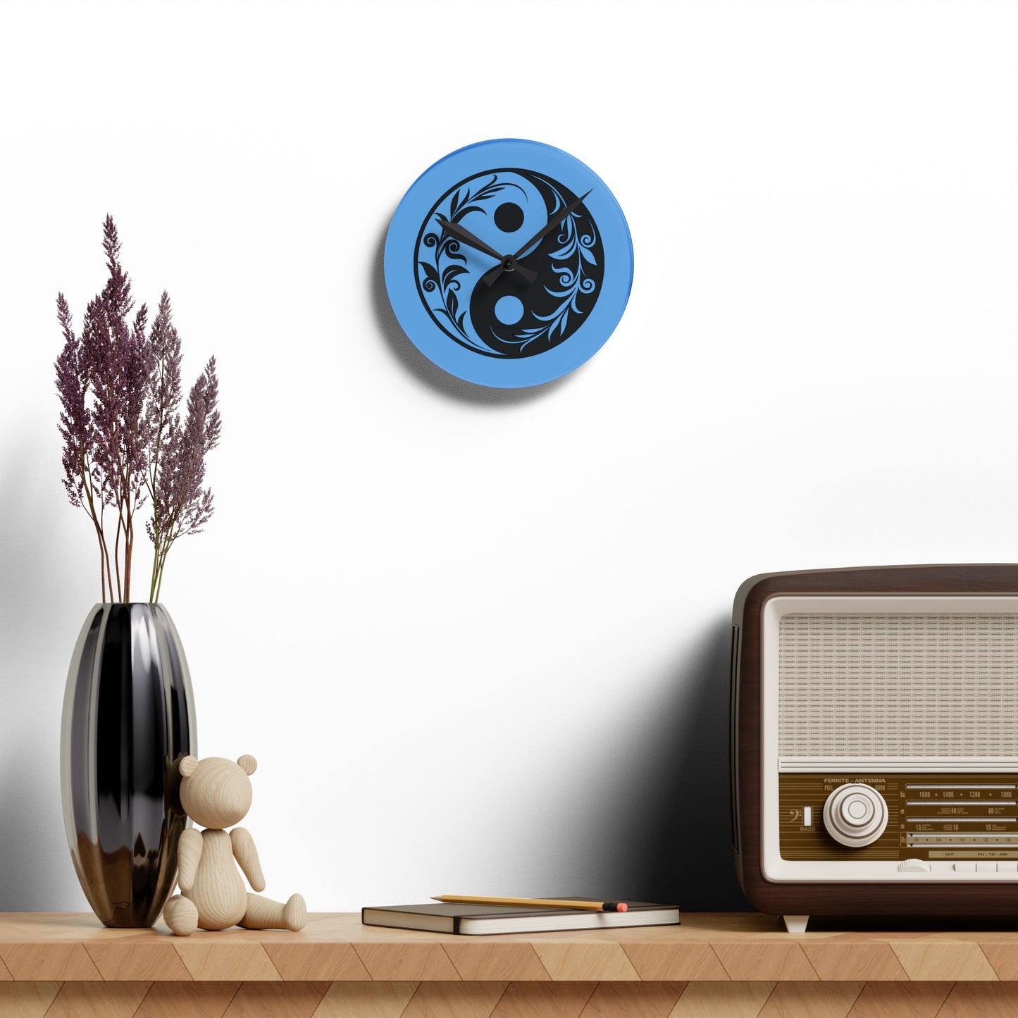 Yin Yang Acrylic Wall Clock, Bohemian Decor, Modern Home Accent, Statement Art, Gift for Yoga Lovers, Unique Wall Art