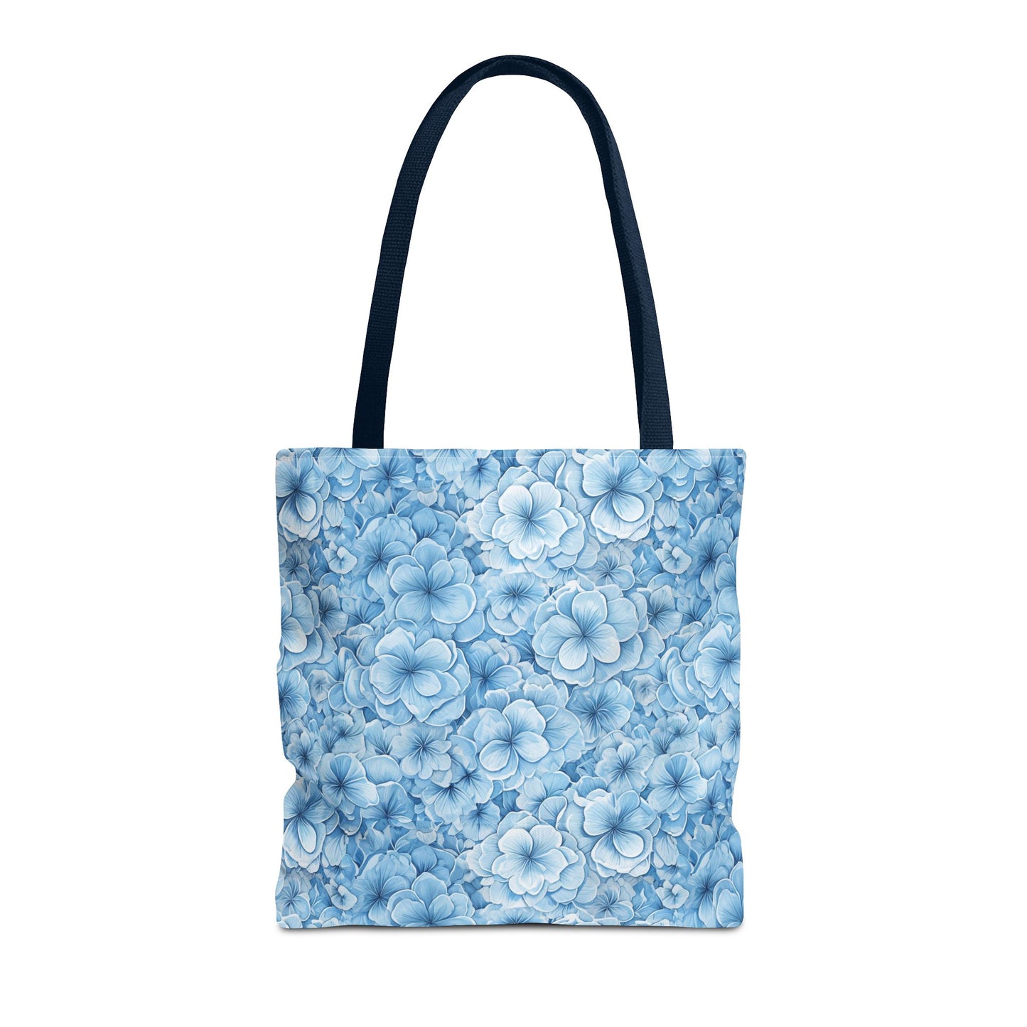 Blue Watercolor Floral Tote Bag — Reusable Flower Pattern Shopper