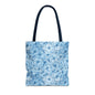 Blue Watercolor Floral Tote Bag — Reusable Flower Pattern Shopper