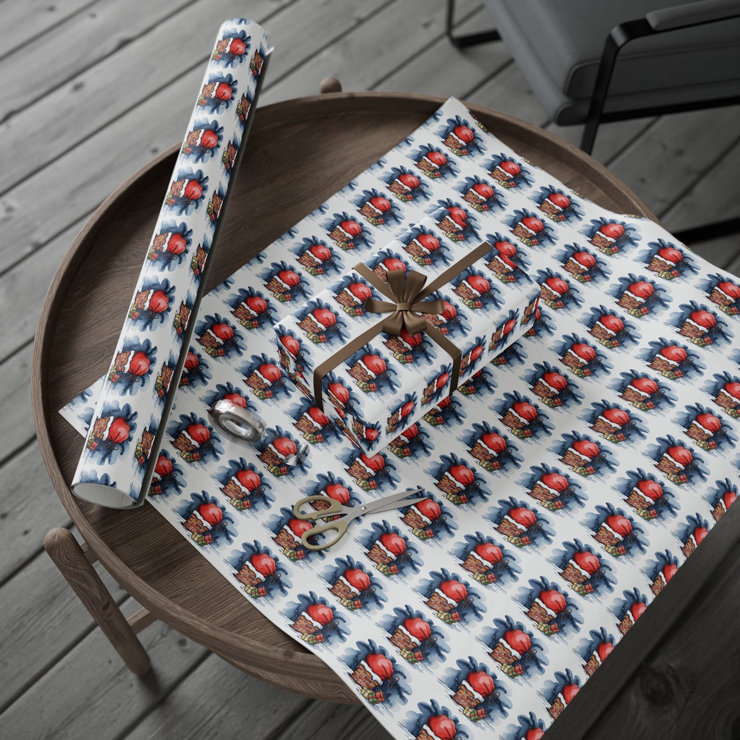 Wrapping Paper - Cute Cartoon Heart and Gift Pattern, Valentine’s Day & Birthday Gift Wrap