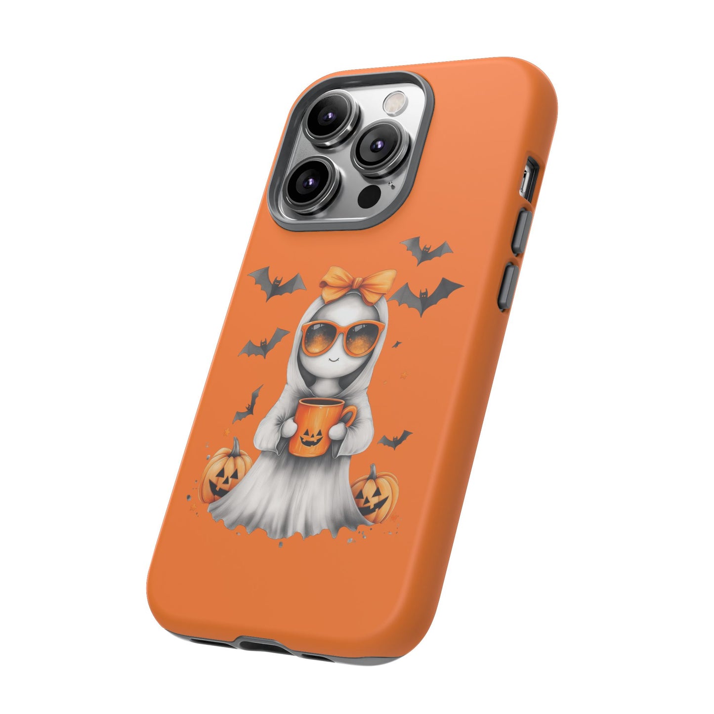 Halloween Ghost Phone Case, Cute Cat Ghost Case, Autumn Phone Cover, Spooky Season Gift, Trick or Treat Case
