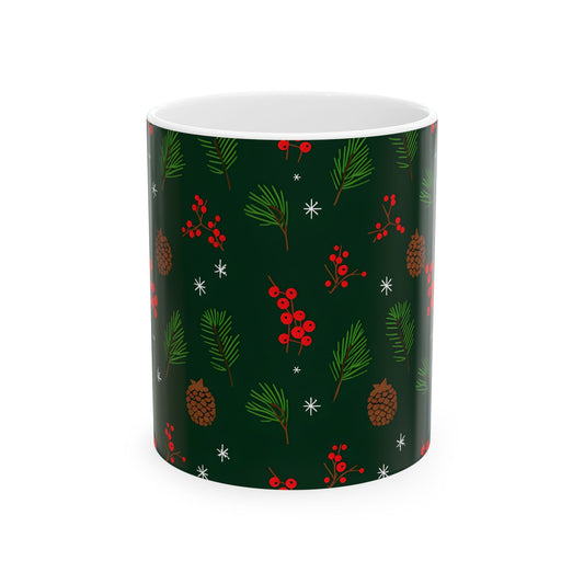 Festive Holiday Ceramic Mug, Christmas Coffee Cup, Winter Decor, Cozy Drinkware, Seasonal Gift, Holiday Celebration