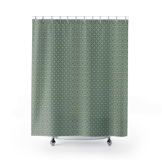 Elegant Geometric Shower Curtain, Modern Home Decor, Bathroom Makeover, Unique Gift, Green Patterned Home Accessory