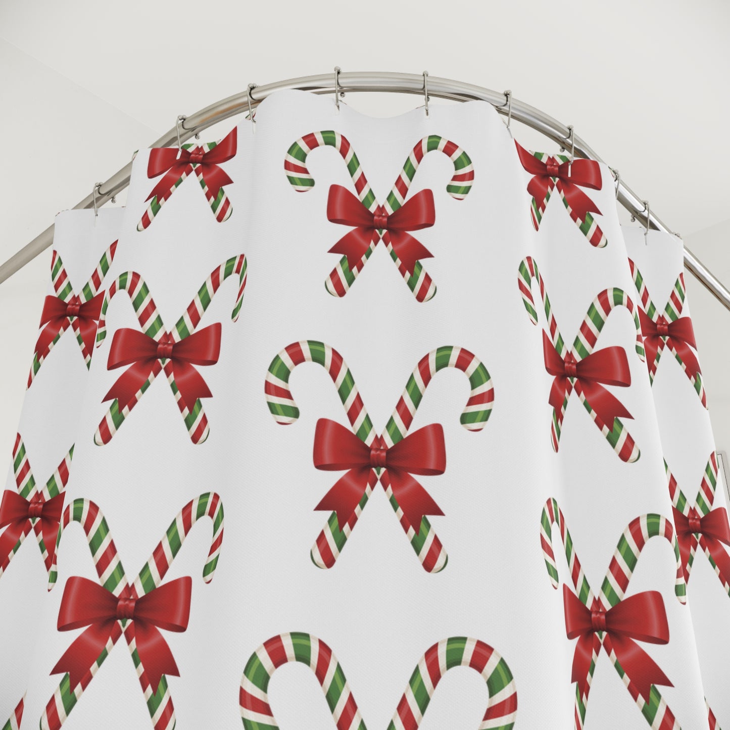 Festive Candy Cane Shower Curtain, Holiday Decor, Bathroom Accessories, Christmas Gift, Winter Decorations, Seasonal Home Style