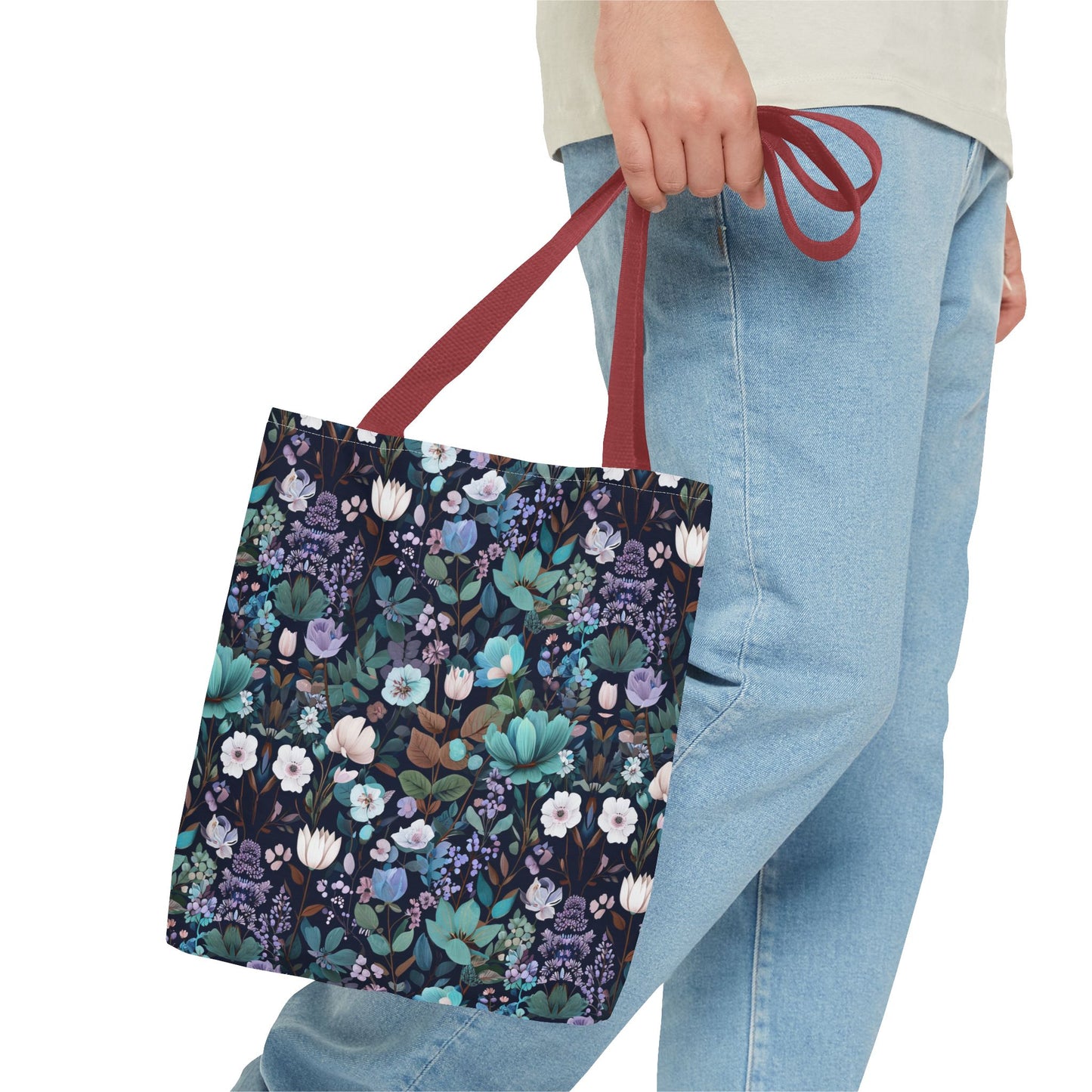 Floral Nightfall Tote Bag — Dark Botanical All-Over Print
