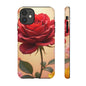 Floral Phone Case with Red Rose Design, Tough Phone Cover, Flower Print, Gift for Her, Stylish Accessory, Floral Aesthetic